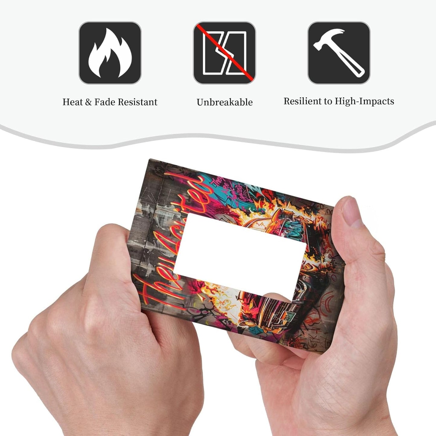 Decorative Outlet Covers Hip Hop Street Graffiti Flame Car 1 Gang Single Rocker Light Switch Cover Plate Wall Plates GFCI Faceplate for Bedroom living Room Decor
