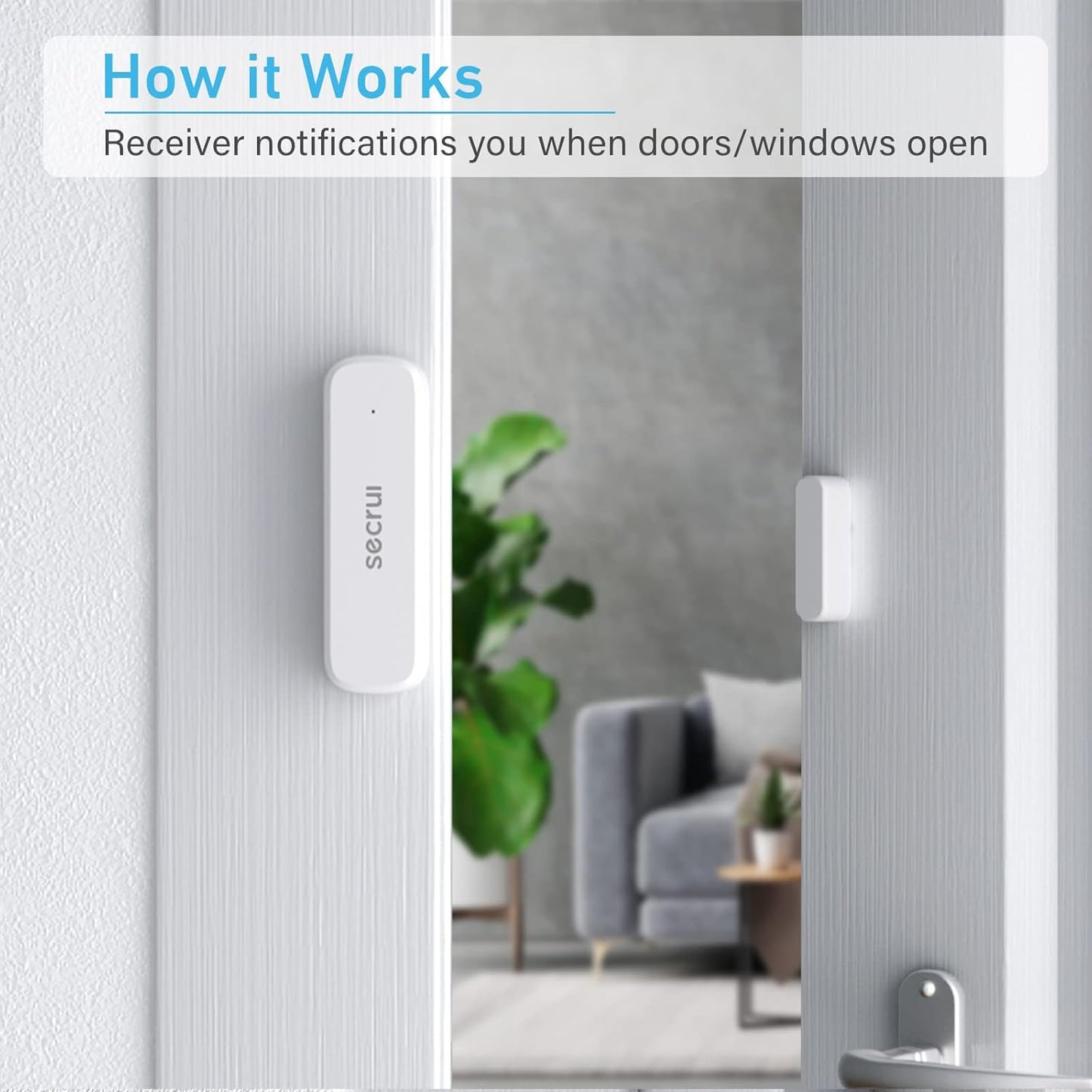 SECRUI Door Chime with Adjustable Volume –Wireless Entry Alert with 52 Chimes – 500ft Rage Door Open Sensor Alarm for Home/Business/Office/Store – Easy Installation – LED Indicators