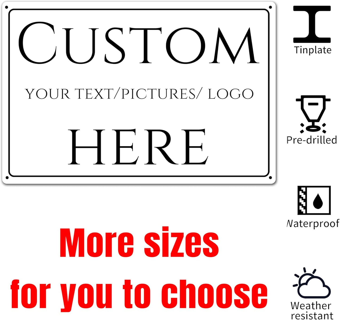 Custom Sign, Custom Metal Signs Personalized,Aluminum Weatherproof Metal Sign Multiple Sizes, Customize for pet store, Business, Workplace, office, Home, Delivery Signs(16 * 12 Inch)
