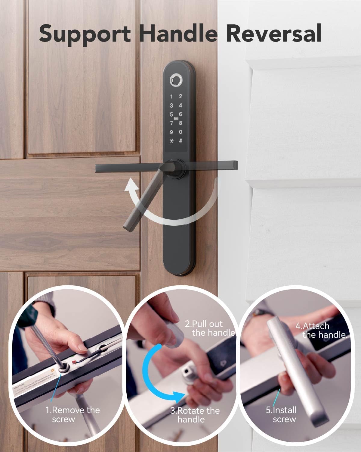 Deadbolt Smart Door Lock Fingerprint Door Lock with Keypad,Smart Lock for Front Door Children Proof IC Card,40–90mm Multipoint Locks (Not Suitable Point Mortise Lock)(Apollo Black)