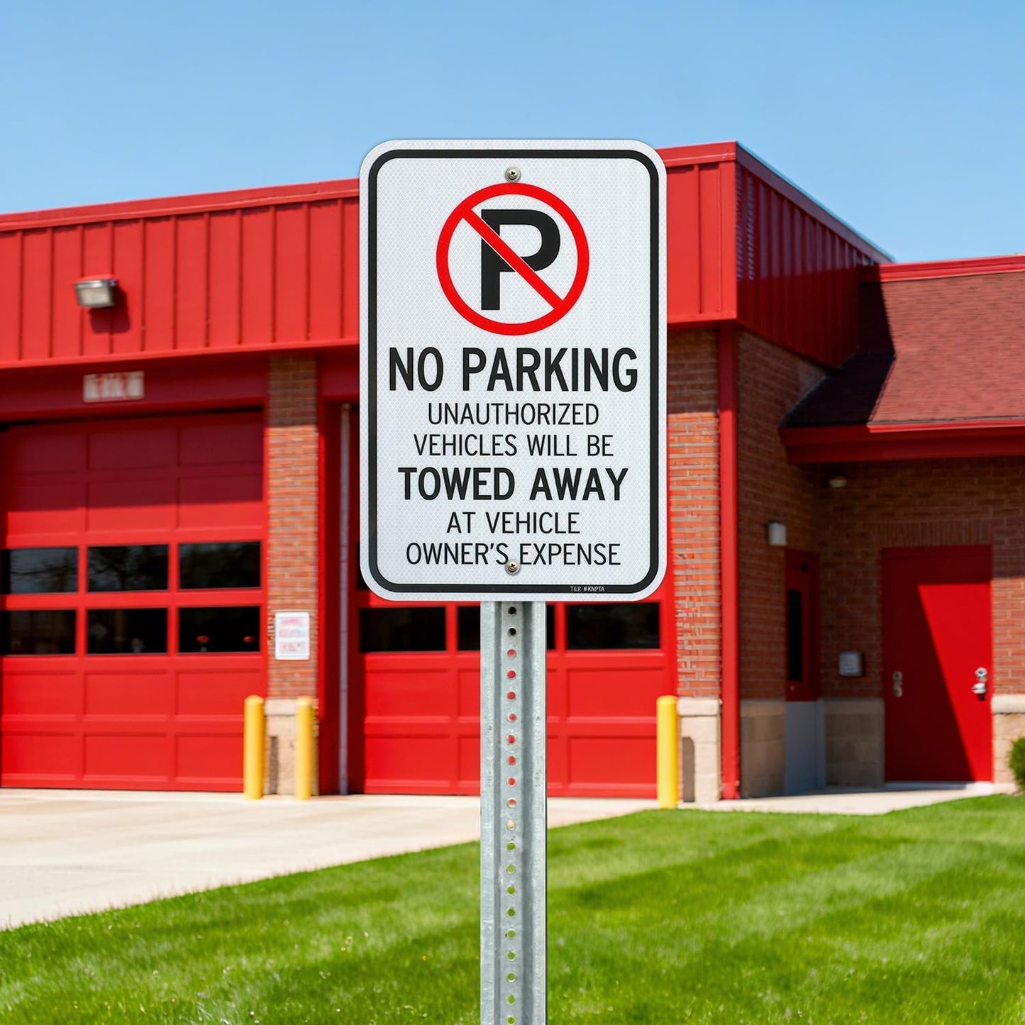 T&R Large No Parking Sign Will Be Towed Away Sign, 18" x 12" Engineer Grade Reflective Sheeting, Rust Free Aluminum, Weather Resistant, Waterproof, Fade Resistant, 2 Pre-drilled Holes