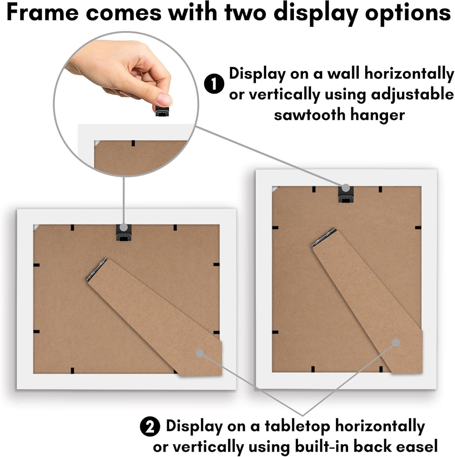 Americanflat 8x10 Picture Frame with Shatter-Resistant Glass - Signature Collection - Gallery-Style Frames Made of Engineered Wood - Picture Frames for Tabletop and Wall Display - White