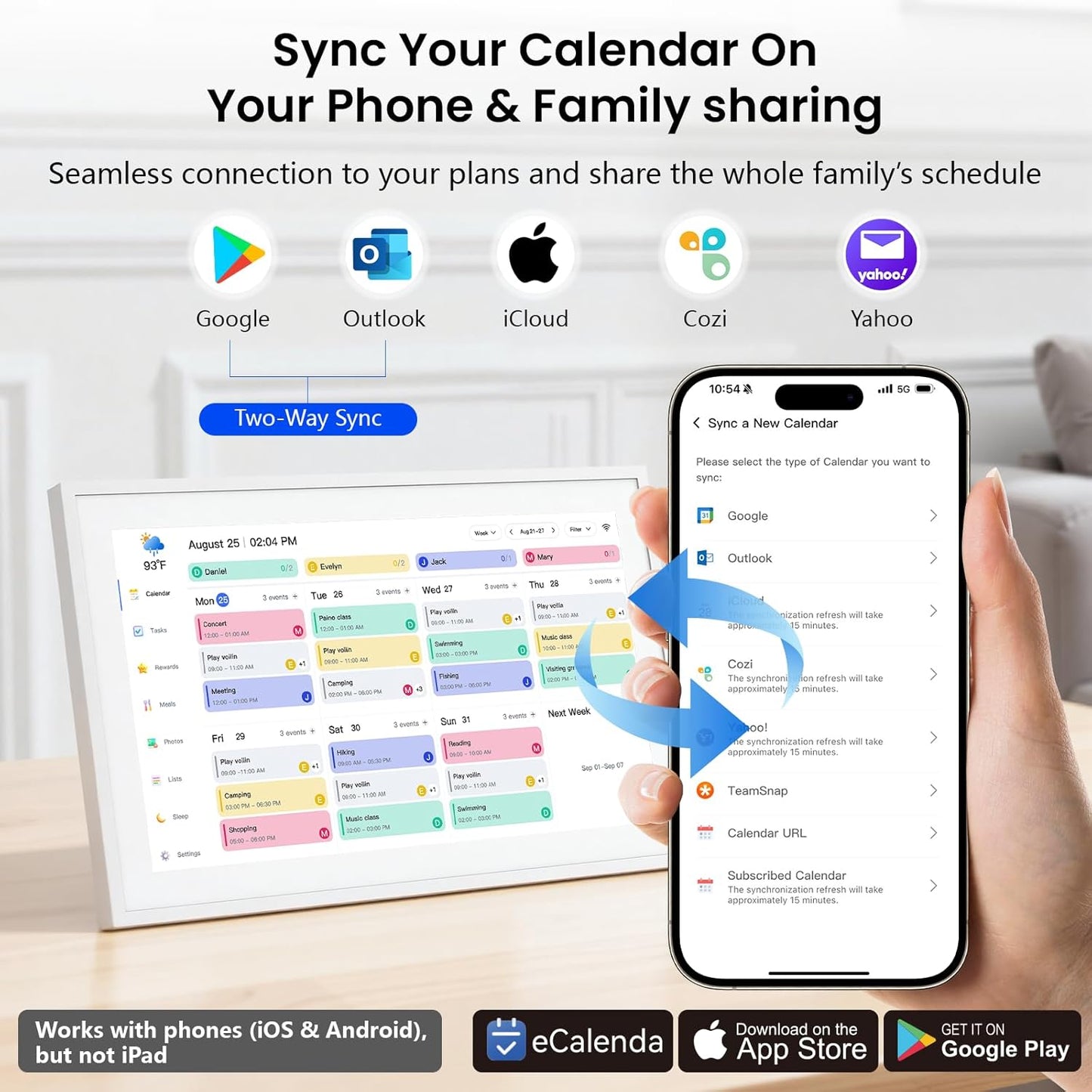 Digital Calendar Schedual Planning Calendar, Chore Chart Task & Rewards for Parent-child 1920 x 1080P Full HD Interactive Touchscreen Smart Family Planner, Wall & Desk Mountable (White, 21.5inch)