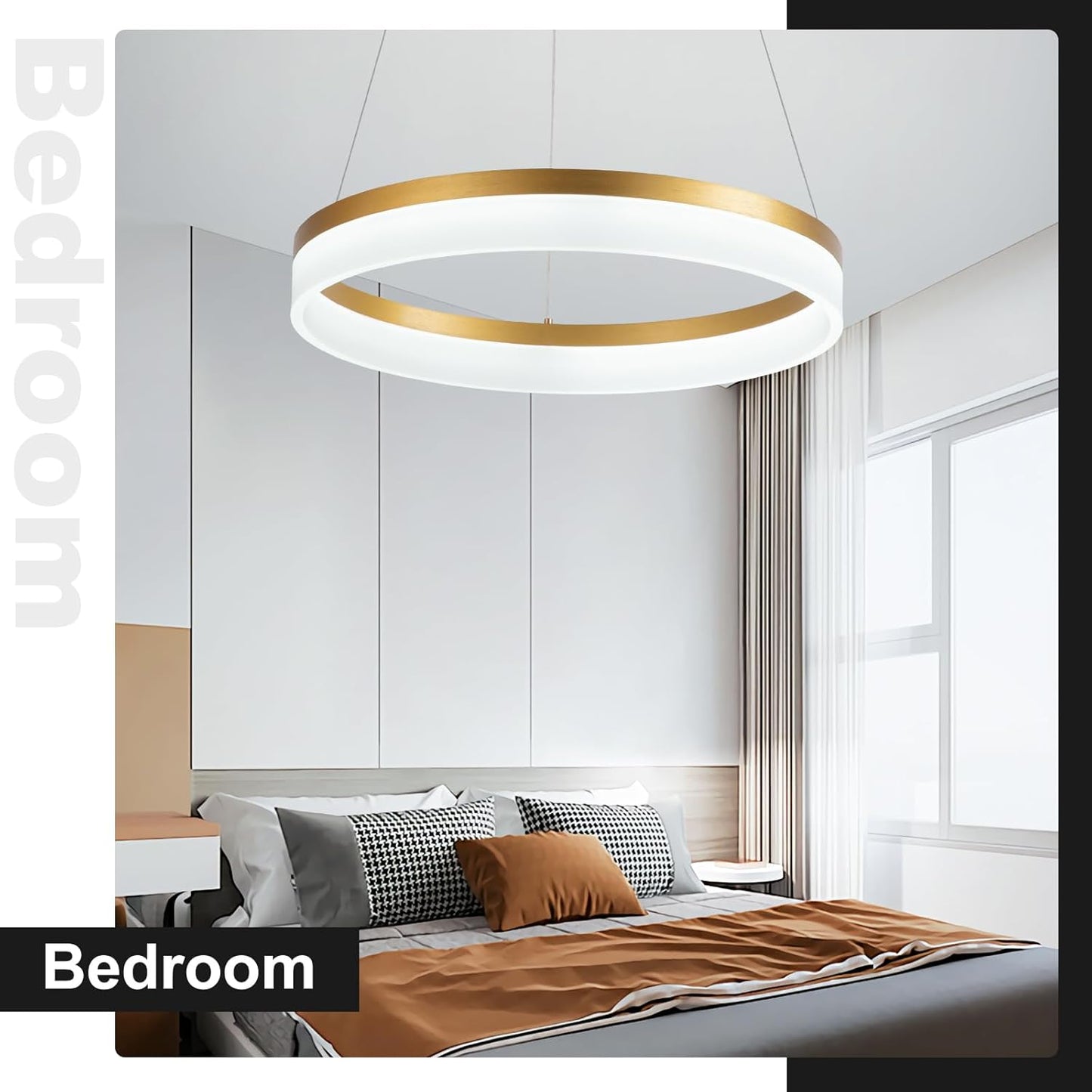 Buccleuch Modern LED Chandelier - Dimmable 19.7" Gold Round Pendant Light, Height Adjustable UL-Certified Ceiling Light for Dining Room, Kitchen Island, Living Room, Bedroom, Foyer