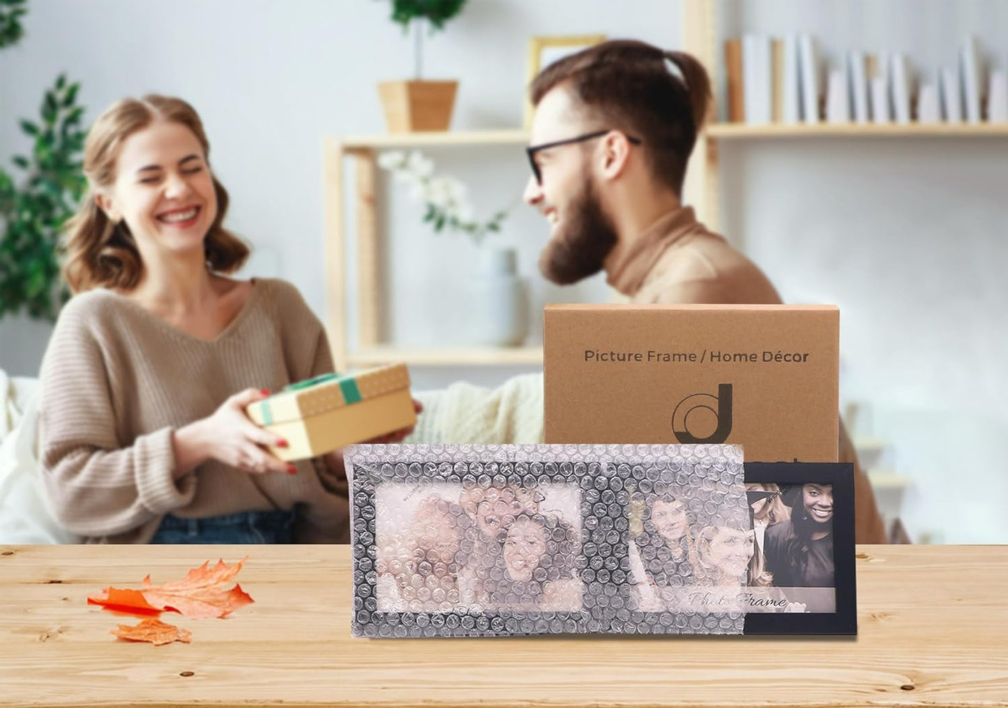 Double 5x7 Horizontal Combo, Black Wood Picture Frame, 4.5x6.5 Opening Foldable Landscape View Photo Frame on Table-top or Wall