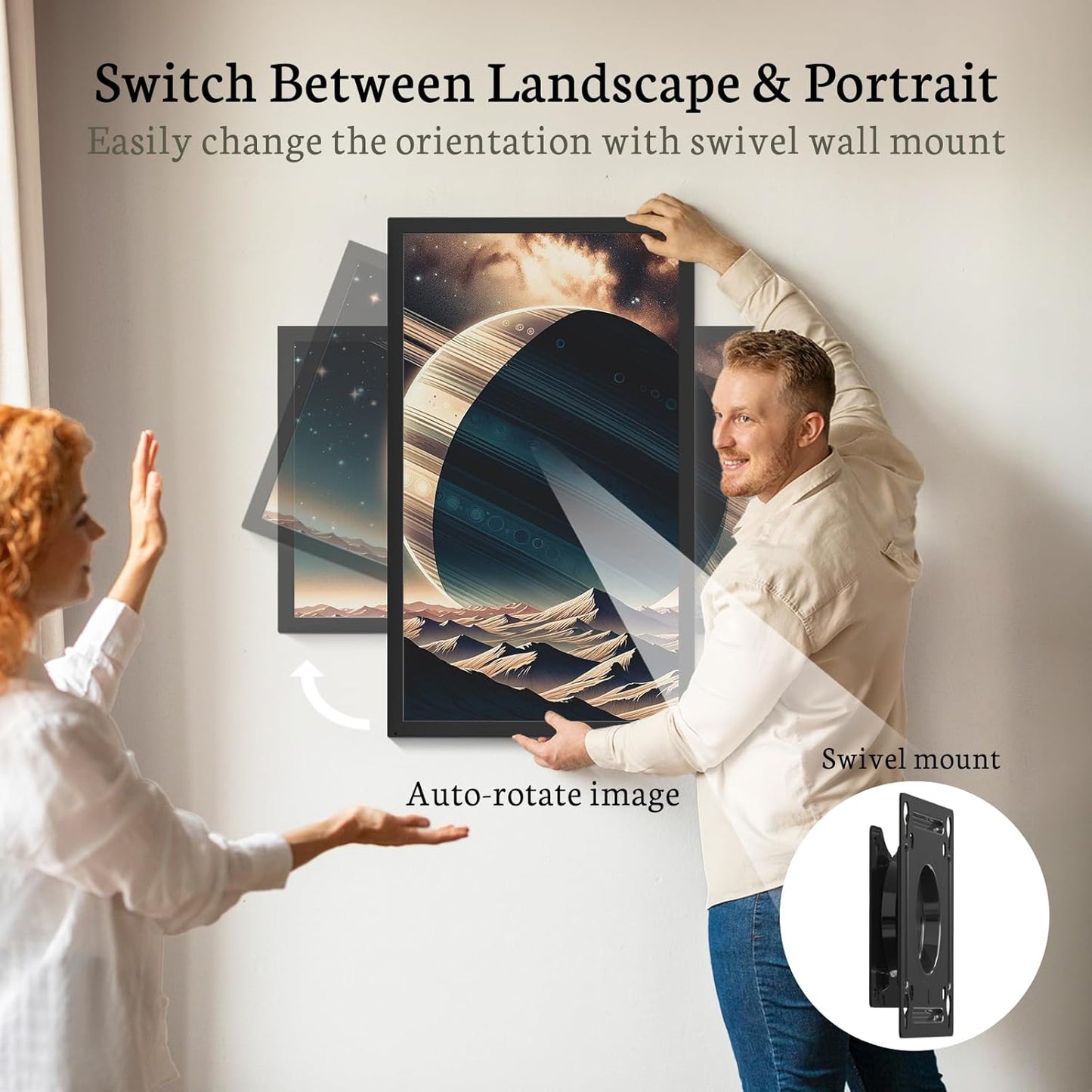 BSIMB Large Digital Picture Frame 32 Inch, 64GB 1920x1080 FHD WiFi Digital Photo Frame Electronic Display, Wall Mount Included, Share Pictures/Videos via App Easy Setup Gifts for Mom(Non-Touch), Black