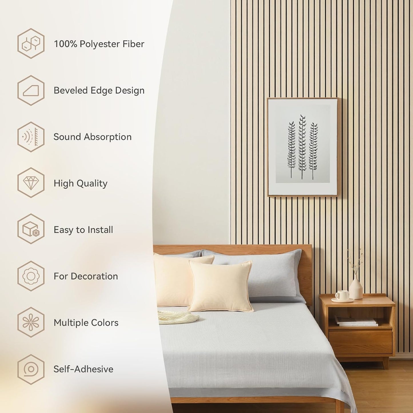 Self-Adhesive Acoustic Panels, 10 Pack Large Soundproof Wall Panel, High Density Sound Proof Panels, Decorative Absorbing Acoustic Treatment for Home Studio Office (Black)