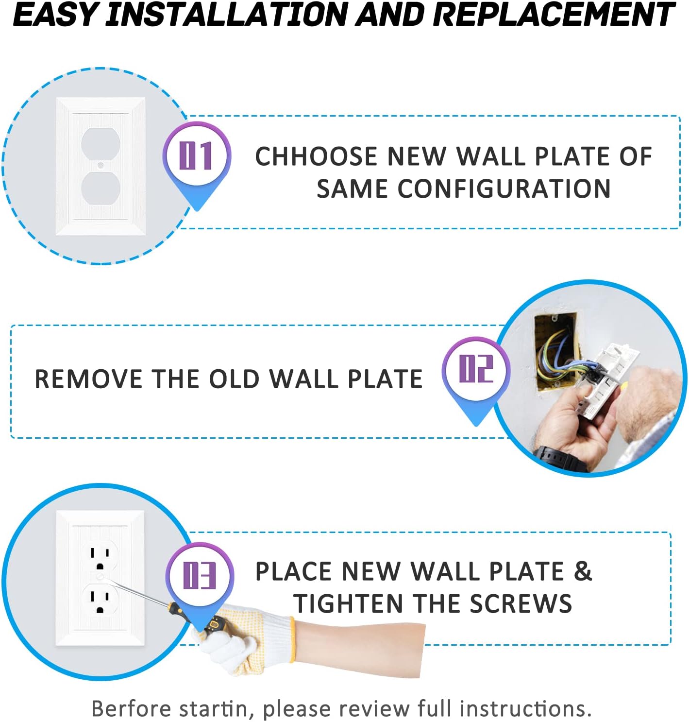 Modern Decorative Wall Plate Retro Wood Grain design Switch Cover Outlet Cover for Light Switch, Smart Switch, Dimmer, GFCI, USB Outlet (10 Pack, Single Duplex)