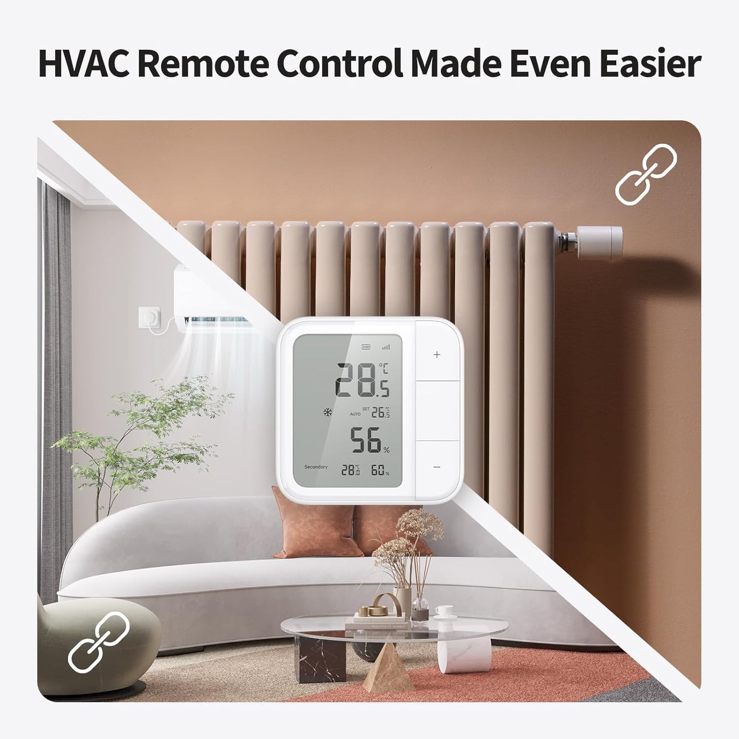 Aqara Thread/Zigbee Smart Climate Sensor W100,Temperature and Humidity Monitoring,Wireless Remote HVAC Control, 3 Customizable Smart Buttons,Works with HomeKit, Alexa, Google & More