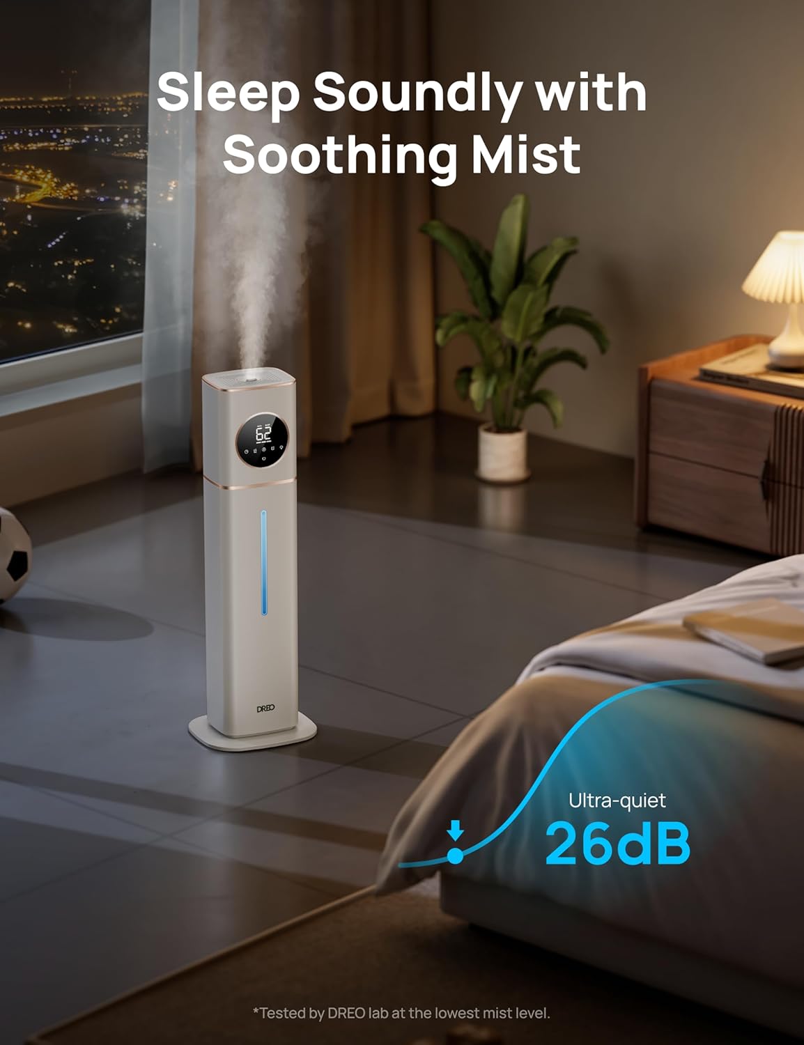 Dreo HM735S 11L Smart Humidifier Large Room 700 ftยฒ, 100H Cool Mist Air Humidifiers for Bedroom, Top-Fill Self-Cleaning Tank, 26dB, Auto Mode, Aroma Box, RGB Light, Remote & APP Control, Baby, White