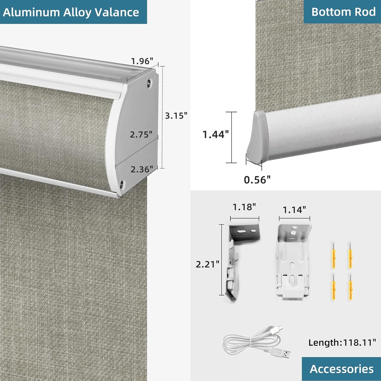 SmartWings Motorized Roller Shades Work with Homekit, 100% Blackout Smart Blinds for Windows, Cordless Remote Control Window Shades, Vigor Sage, Customized Size