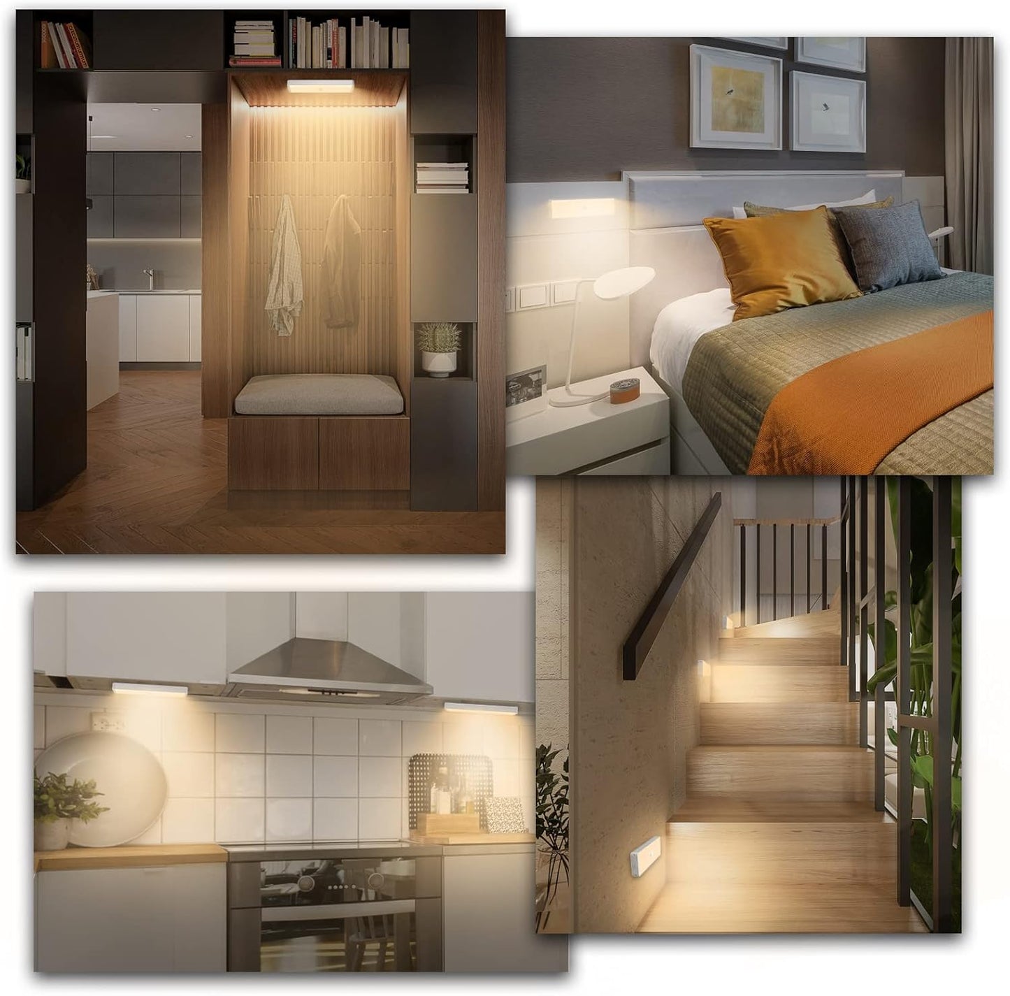 LED Closet Light with Charging Station, 5 Pcs Dimmer Rechargeable Motion Sensor Under Cabinet Lighting, Stick-Anywhere Night Safe Light Bar for Wardrobe,Kitchen-Warm