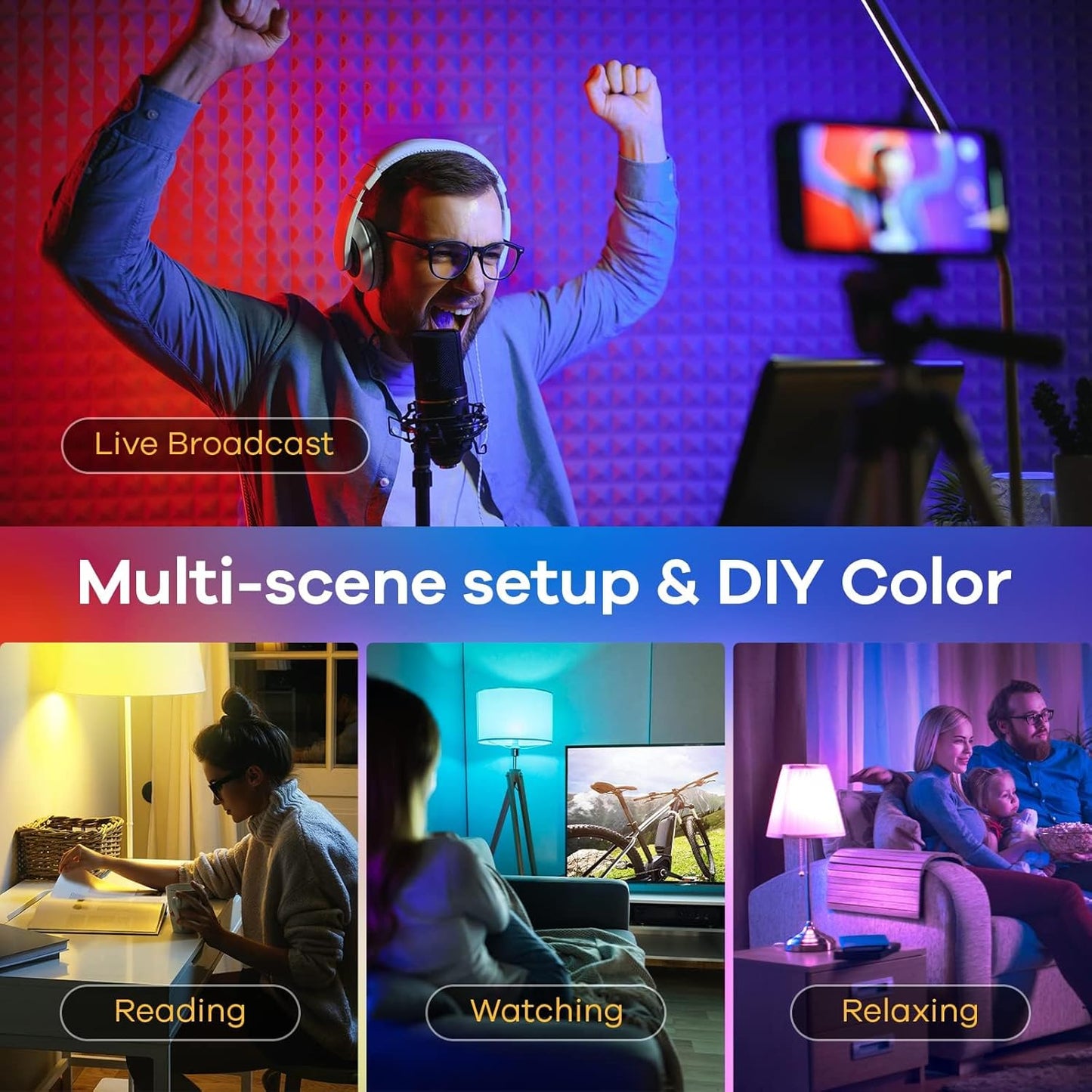 Linkind Matter Smart Light Bulb, Smart Bulbs Work with Alexa/Apple Home/Google Home, Color Changing Light Bulbs Music Sync, Preset Scenes, Mood Lights, 2.4Ghz WiFi Only, A19 E26 60W 1 Pack