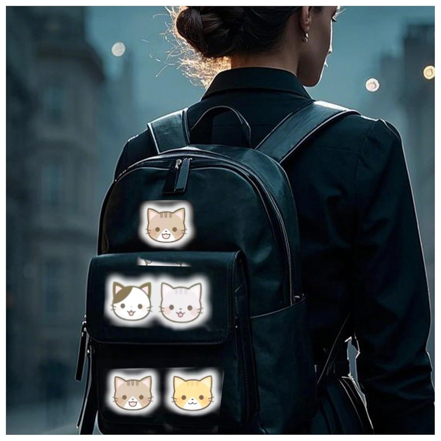 Reflective Stickers 100 Pcs, Outdoor Waterproof High Visibility Warning Safety Adhesive Reflector (1.5" X 1.8", Cat face)