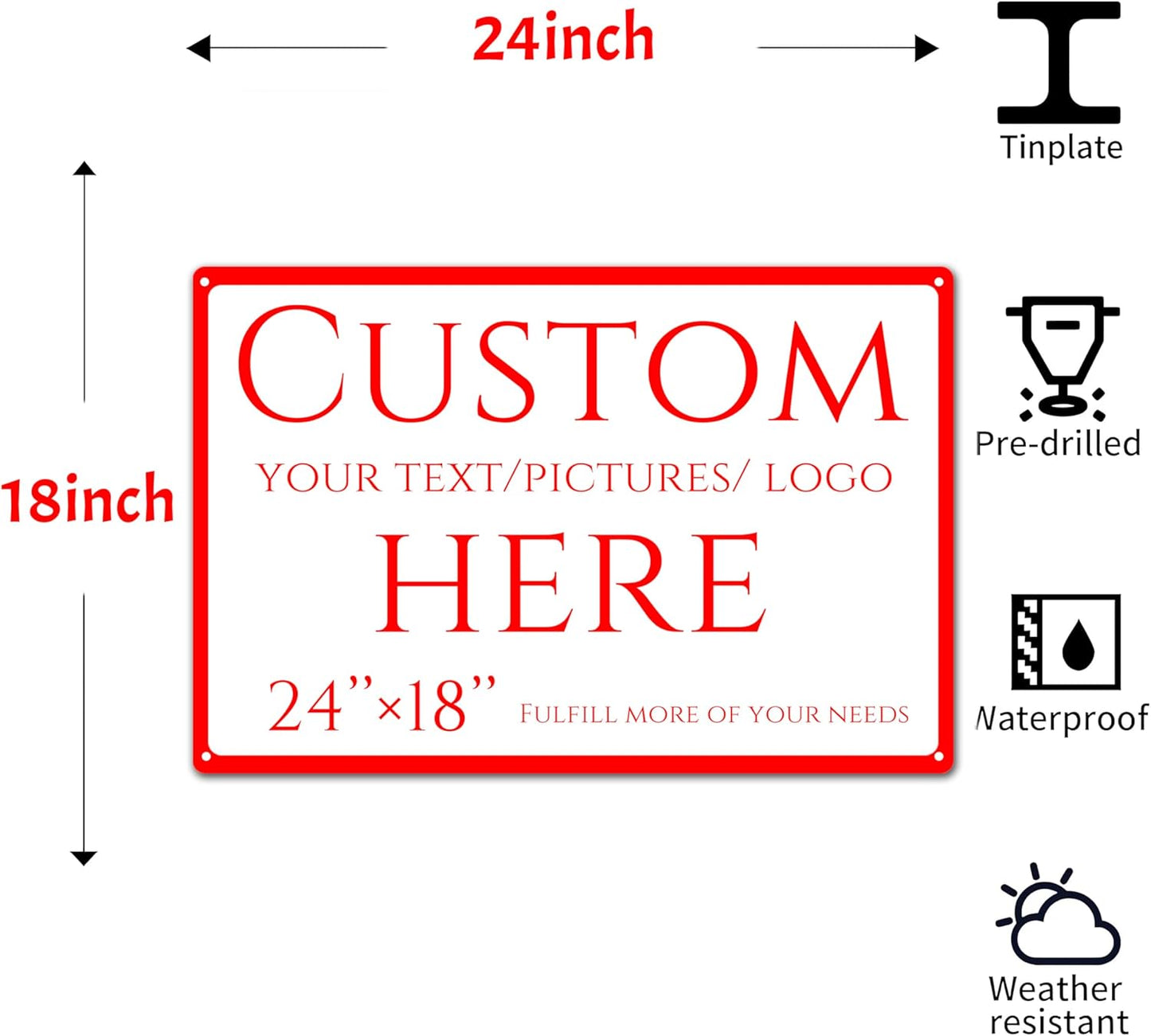 Custom Sign, personalized metal sign,Aluminum Weatherproof Metal Sign Multiple Sizes, Reflective double-sided,Customize for Business, Workplace, office, Home, Delivery Signs(24 * 18 Inch)