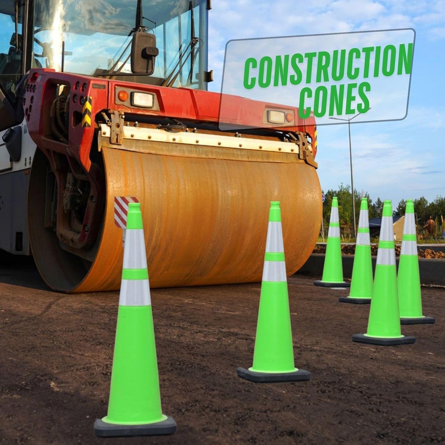BESEA 8Pack 36” inch Traffic Cones Blue Road Parking Cones Construction Safety Cone Structurally Stable for Traffic Control(Green Color)