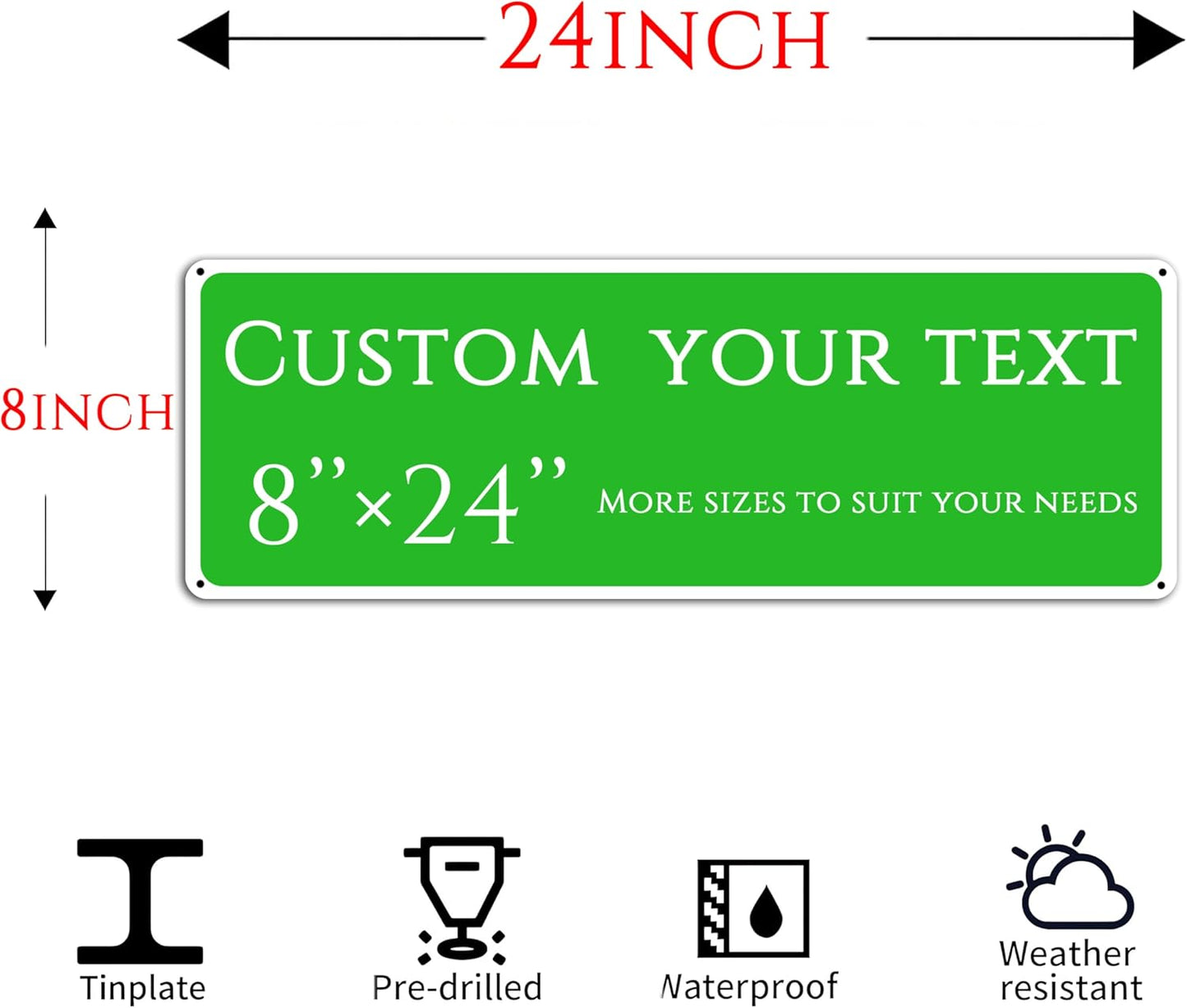 Custom Sign, Custom Indoor/Outdoor Decorative Sign,Aluminum Weatherproof Metal Sign Multiple Sizes, Reflective double-sided, Business, Workplace, office, Home, Delivery Signs(8 * 24 Inch)
