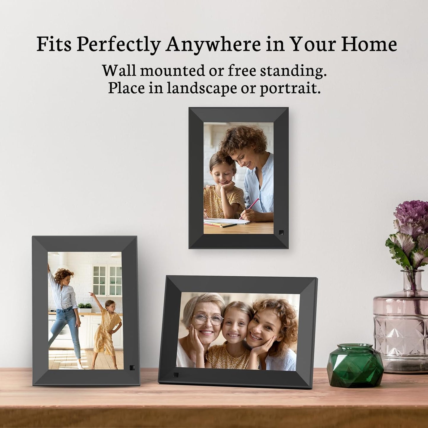 BSIMB 8 Inch Digital Picture Frame Touch Screen, 1280x800 HD WiFi Electronic Photo Frame Album Display 16GB, Share Pictures/Videos via App/USB/SD Easy Setup Gifts for Mom, Auto-Rotate, Solid Black