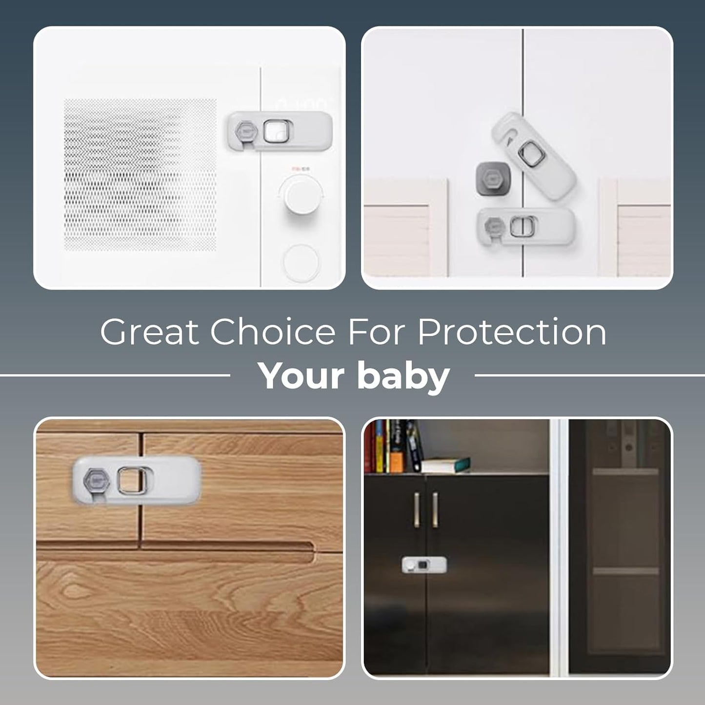 6-Pack Child Proof Refrigerator Lock, Cabinet Locks Baby Proofing, Fridge Lock for Kids with Self Adhesive Latches, Child Safety Locks for Doors, Drawers, Oven, Dishwasher, RV Refrigerator (Green)