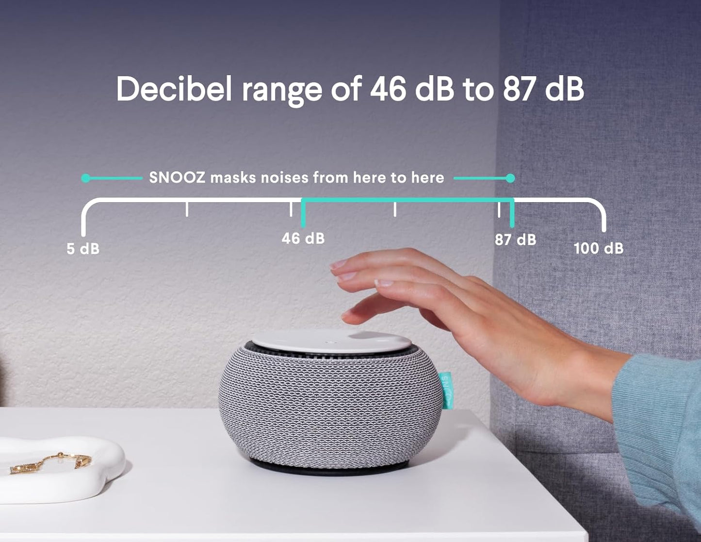 SNOOZ Smart White Noise Sound Machine - Real Fan Inside for Non-Looping White Noise, Sleep Aid for Adults, Travel, Sleeping, Bedroom, Portable, Baby Registry Essential - Cloud