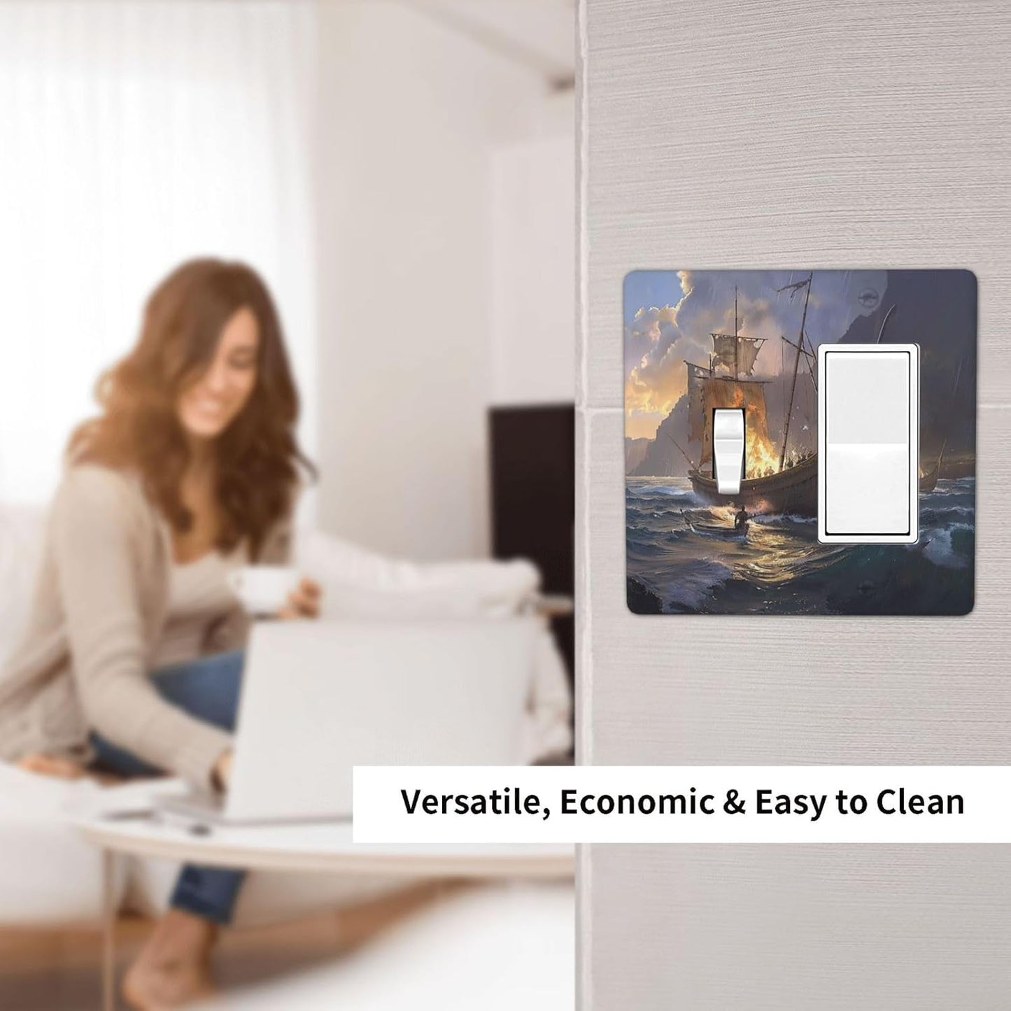 Outlet Covers Medieval Vintage Sailing Adventure Sailings Ocean Waves 1 Toggle 1 Rocker Combo Light Switch Cover Plate Decorative Switch Plate Covers Electrical Wall Plate for Bedroom Cabin Decor