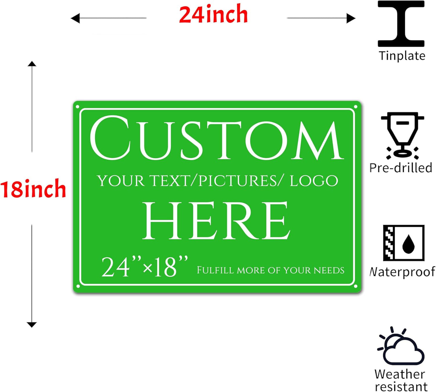 Custom Sign, personalized metal sign,Aluminum Weatherproof Metal Sign Multiple Sizes, Large, 24 * 18, reflective,Business, Workplace, office, Home, Delivery Signs(24 * 18 Inch)