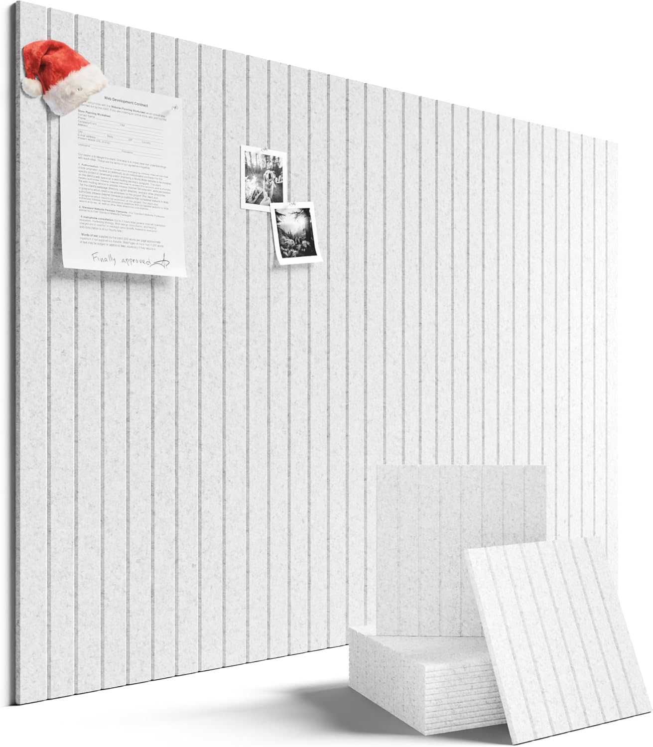 Large Felt Bulletin Board 48" x 36" Cork Board Alternative-12 Pack with 70 Safe Removable Adhesive Tabs, Cork Boards for Walls Cork Board for Home Office Classroom Pin Board-Light Gray