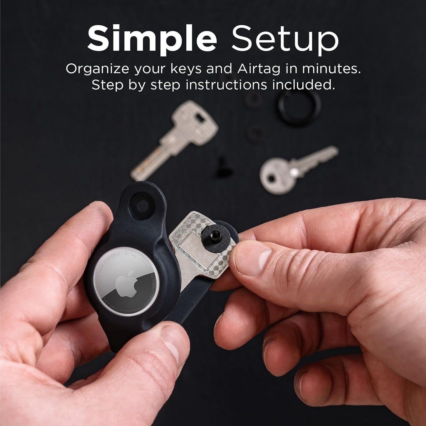 KeySmart AirTag Keychain Key Holder, Compatible with Apple AirTag Holder, Key Organizer Keychains