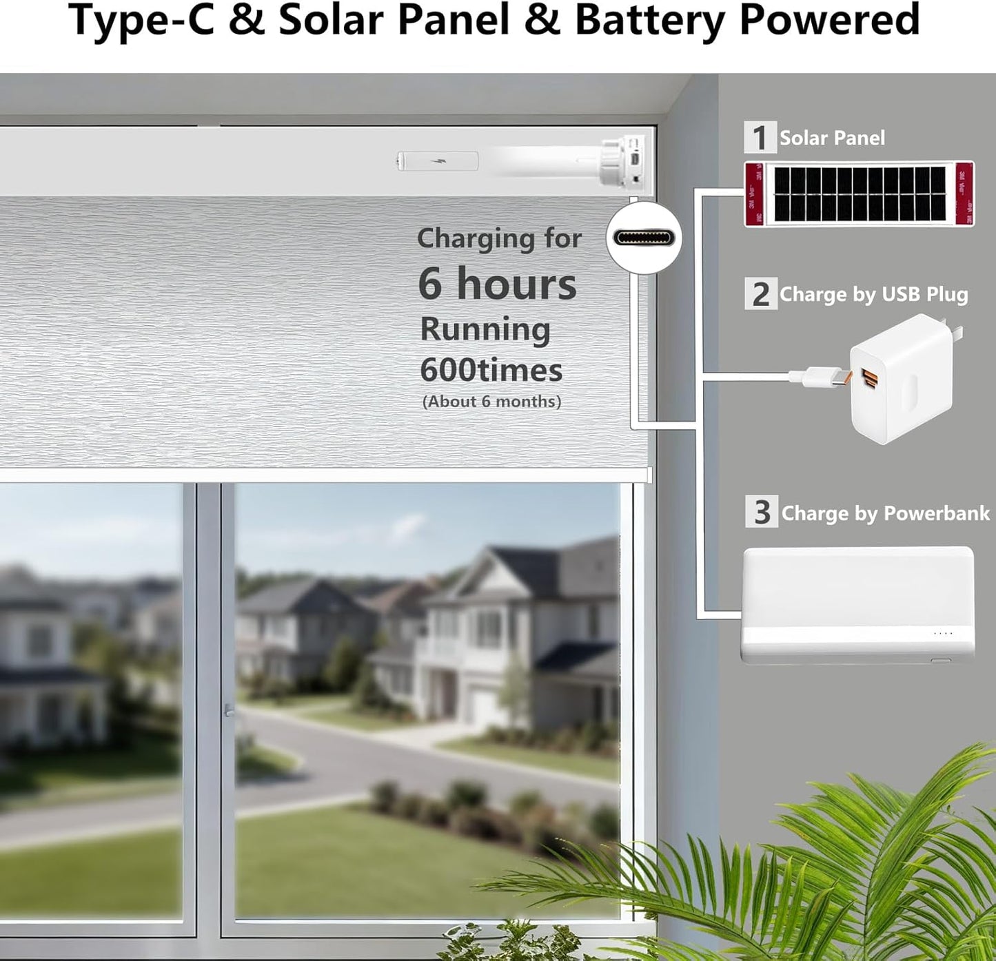 Smart Motorized Blinds – 100% Blackout Roller Shades with Remote, Alexa/Google Home/Siri Control, Matter Compatible, Wireless Rechargeable Battery, Custom Sizes for Windows & Sliding Doors
