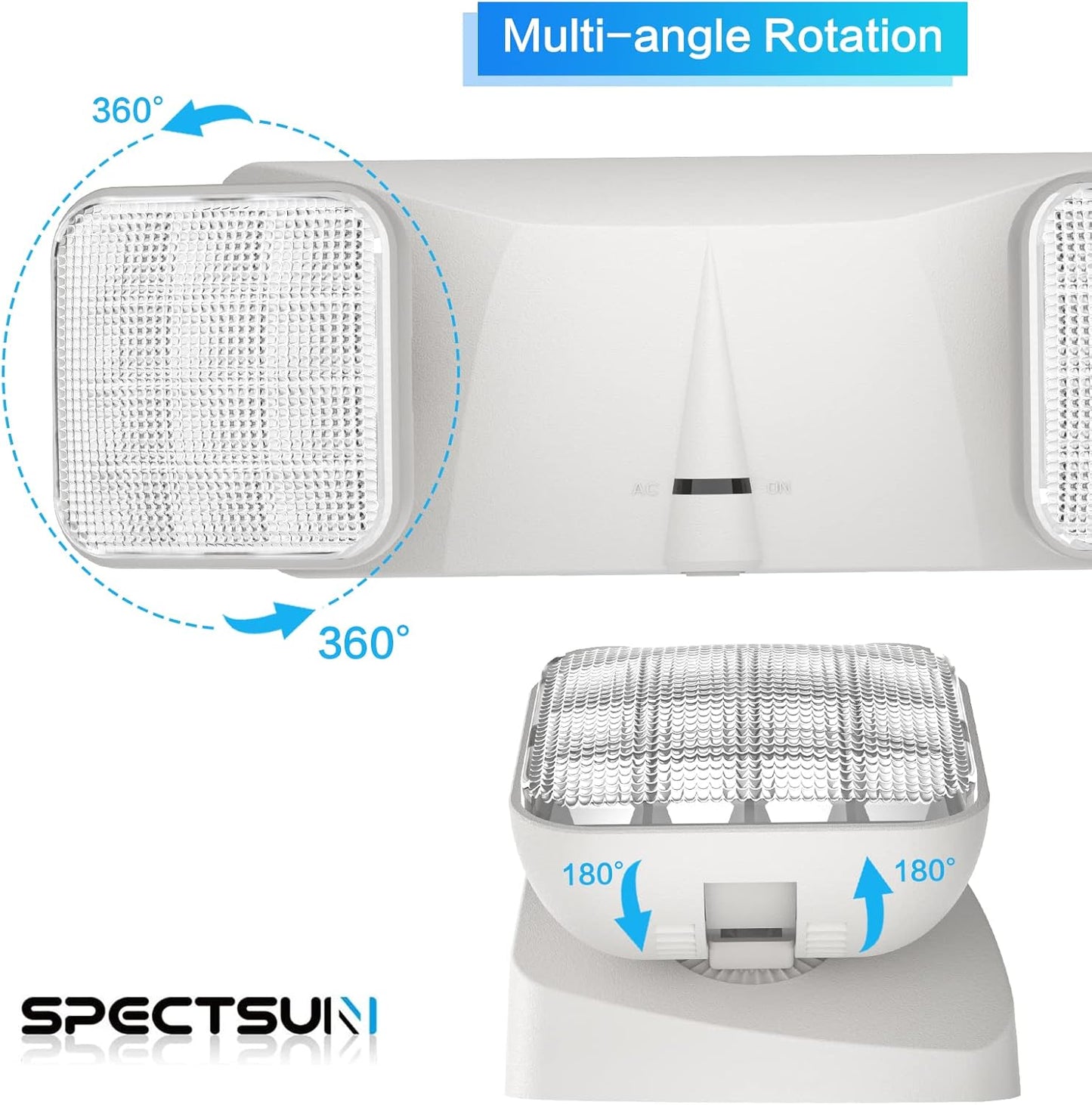 SPECTSUN 4 Packs LED Emergency Lights with Battery Backup, Two Head Adjustable Commercial Emergency Lights, UL Listed, AC 120/277V, Hardwired Emergency Exit Light Fixtures for Business/Home.