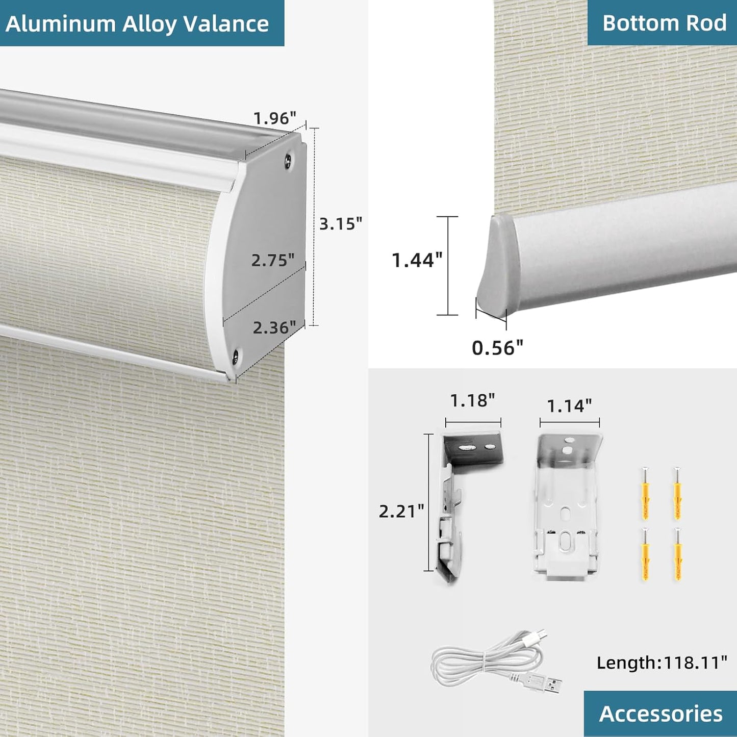 SmartWings Motorized Blinds Shades for Windows Remote Control Smart Blind Shade Work with Homekit Z-Wave Alexa Automatic Roller Shade Blackout Electric Blind Custom up 110" W X 130" H (Safari Cream)