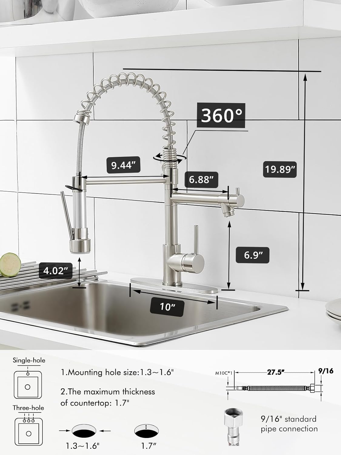 AIMADI Faucet for Kitchen Sink,Commercial Single Handle Single Hole Pull Down Kitchen Faucet with Deck Plate llaves para fregaderos de cocina