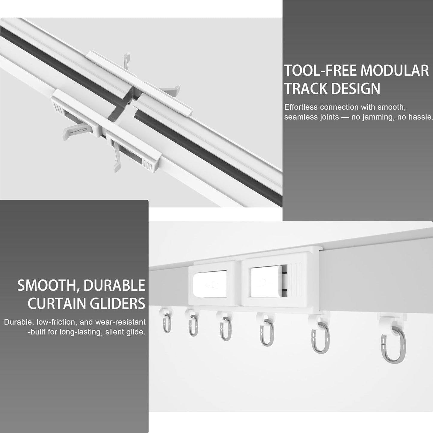 Quoya BL01 Smart Electric Curtain Track 【Beltless, Adjustable, No Cutting, Adjustable Speed, Quiet, Compatible with Alexa, Google, Siri, Apple Watch, Remote Included】 (up to 118 inches (3m))