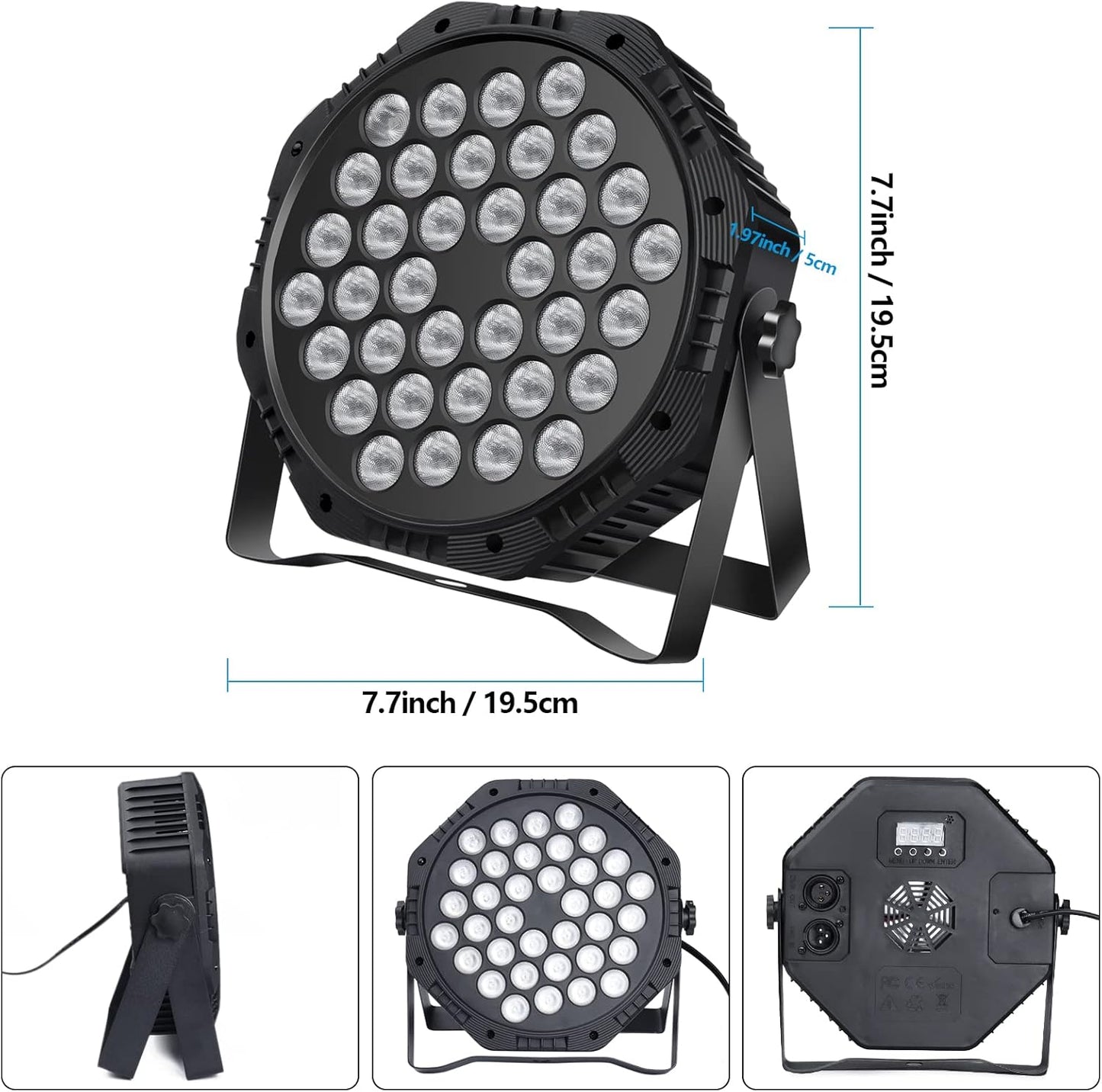 36 LED Par Lights, RGB Par Can Light Stage Lights, 10 Modes DJ Lights Stage Lighting Uplights with Sound Activated Remote Control & DMX Uplights for Events Wedding Party