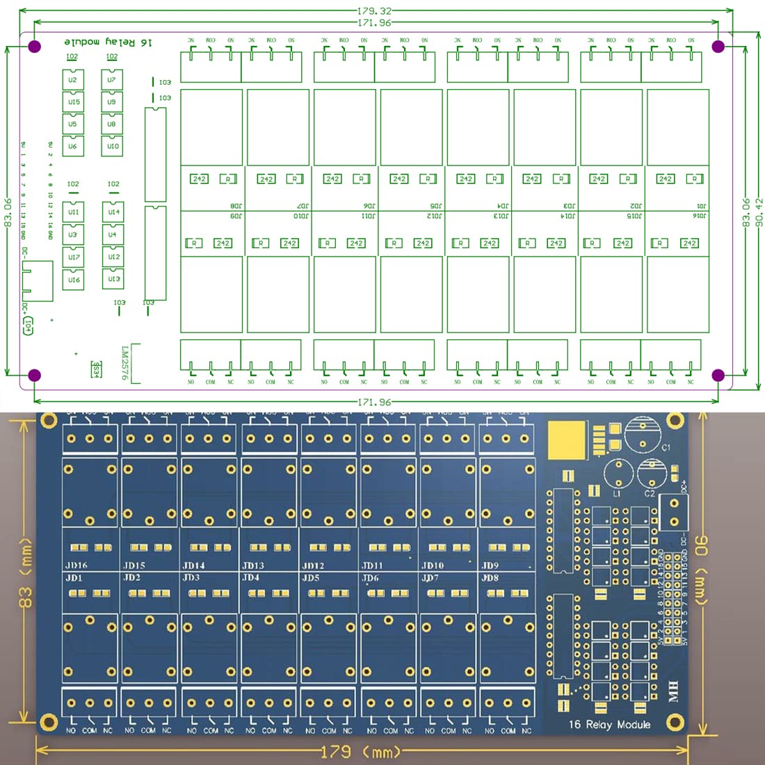 Relay Module with Optocoupler High/Low Level Trigger for Arduino (12, 12V Relay 16 Channel)