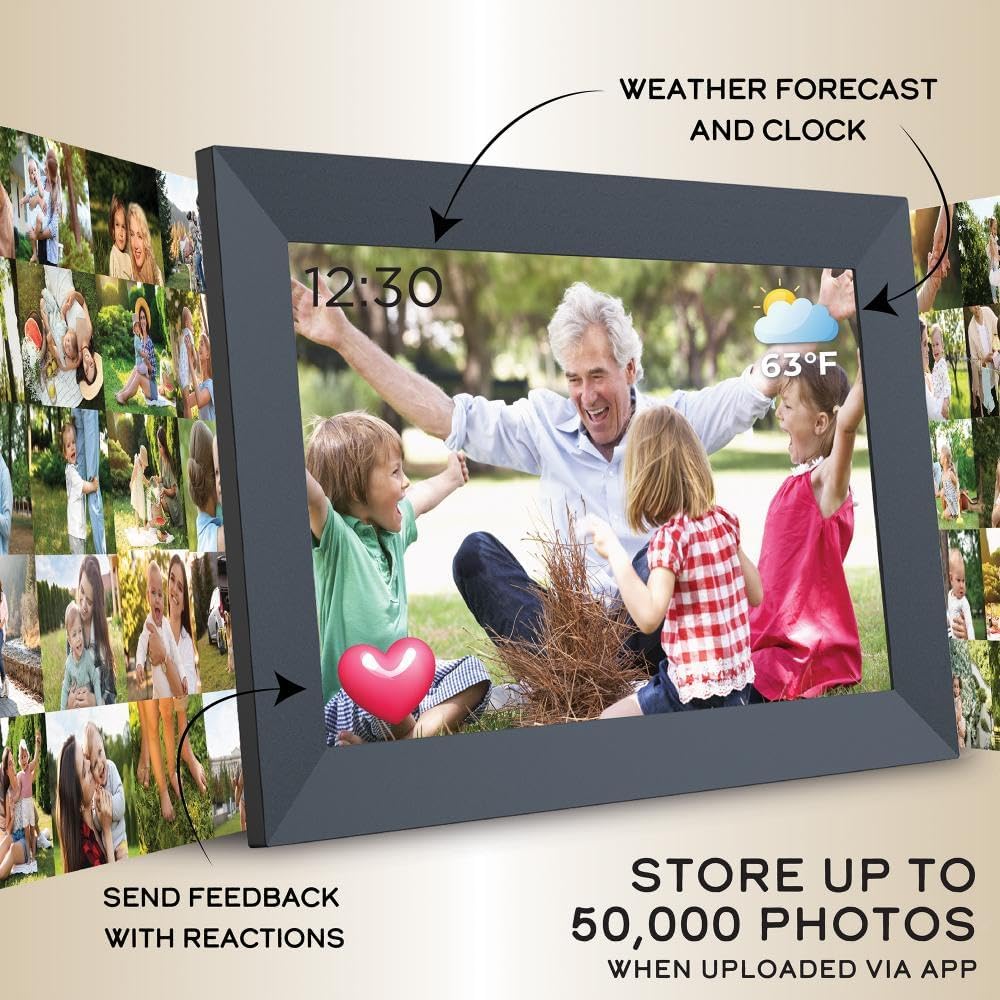 IMPECCA 10.1” Wi Fi Digital Picture Frame, Touch ScreenSmart Picture Frame, 32GB Storage up-to 50,000 Photos, Auto-Rotate, Slideshow, HD 1280x800 IPS Share via Frameo APP