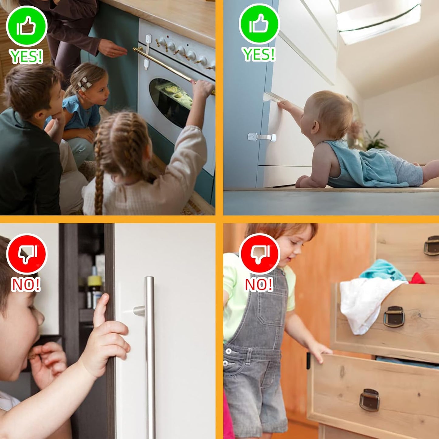 10-Pack Child Safety Cabinet Locks,Adjustable No Drilling Baby Proofing Strap Latches for Drawers,Cupboard,Cabinets,Fridge,Toilet Seat,Door,Closet–No Tool Easy 3M Adhesive Installation