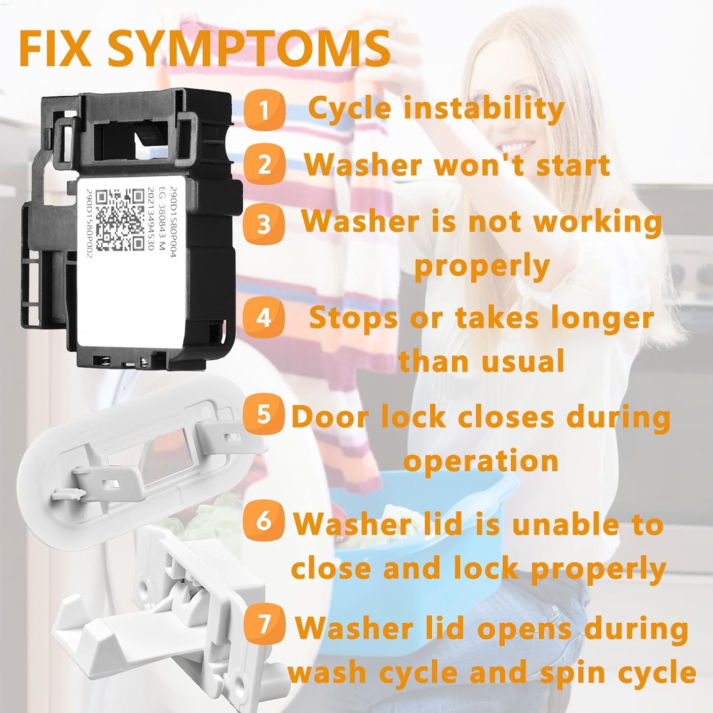 (ππππ ππ©π π«ππππ) WH01X27954 Washer Lid Lock Switch WH01X24381 Washer Lid Lock Bezel WH02X24399 Washer Lid Lock Striker - Compatible with GE Hotpoint Top Load Washer Replacement (3 PACKS)