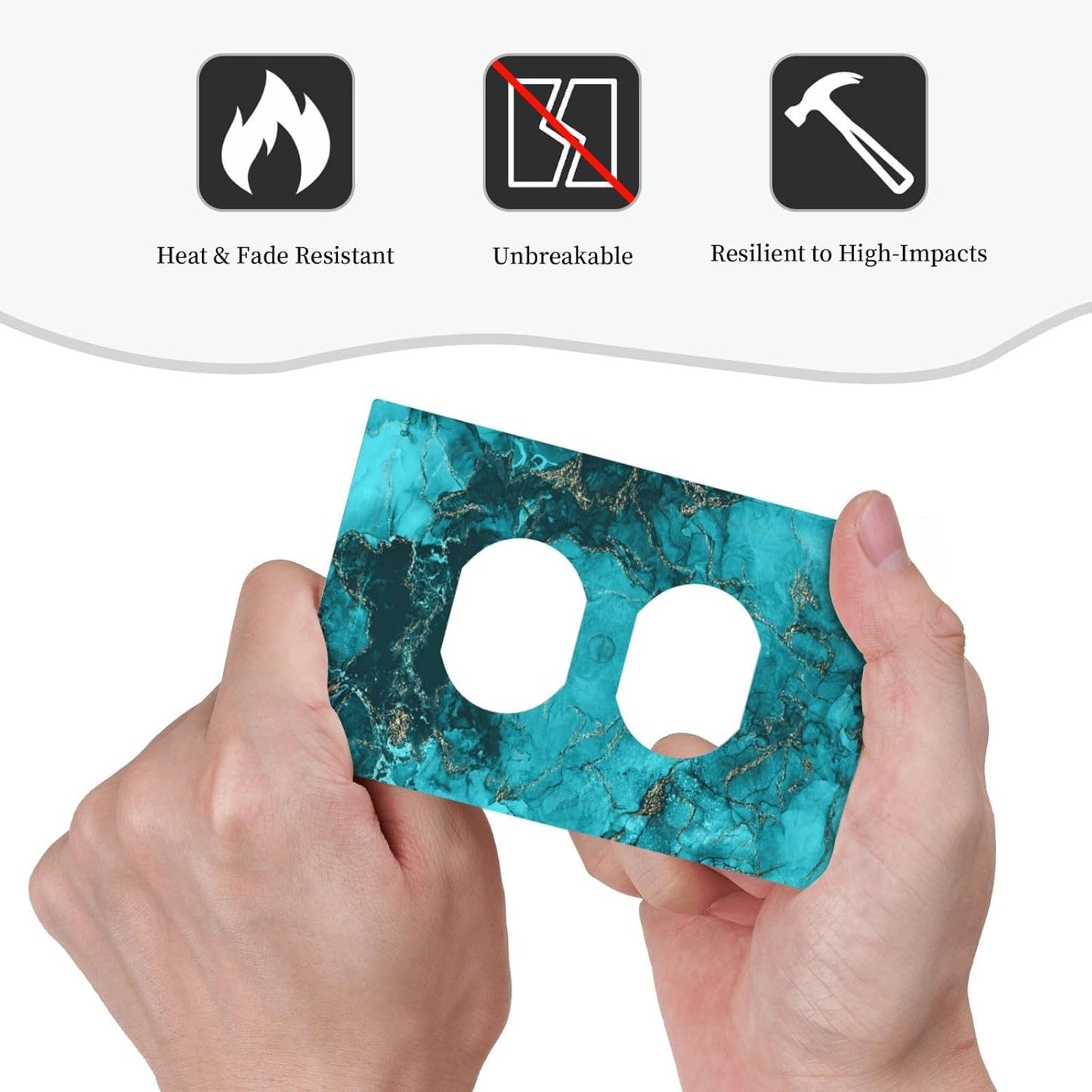 Decorative Outlet Covers Modern Abstract Turquoise Blue Marble Texture 1 Gang Duplex Light Switch Cover Plate Unique Wall Plates Switch Plate Cover for Bathroom Home Decor(2 Pack)
