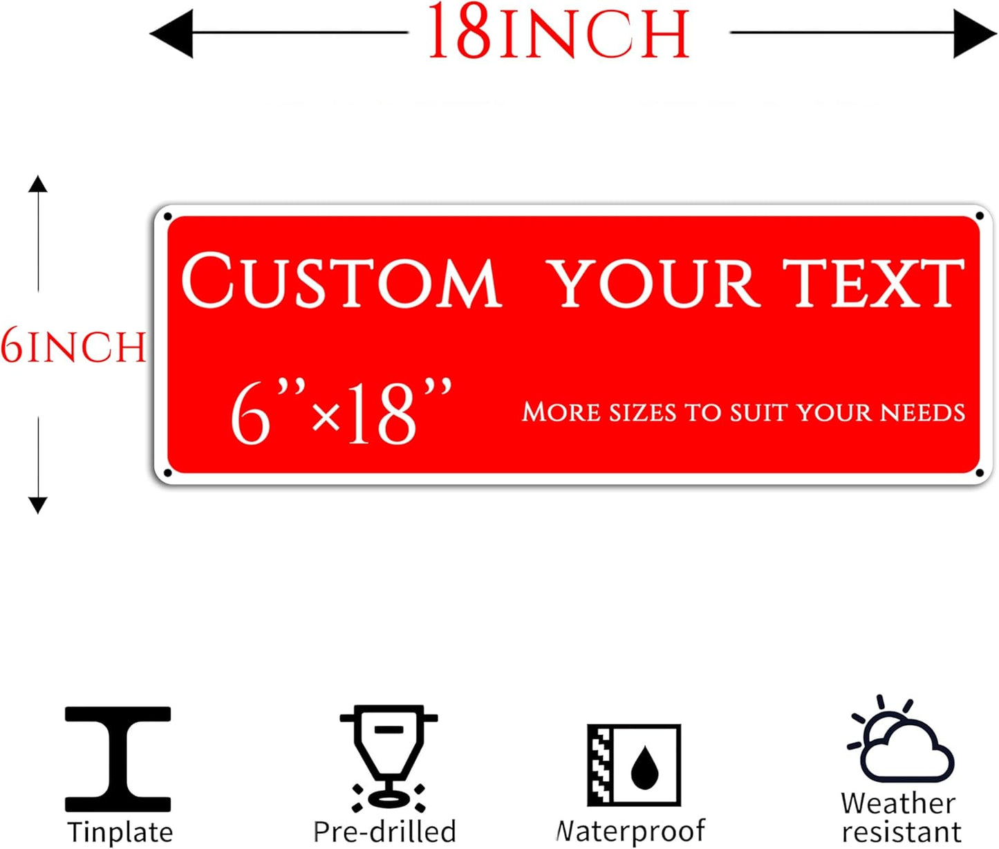 Custom Sign, street signs customized,Aluminum Weatherproof Metal Sign Multiple Sizes, Customize forSports field Business, Workplace, office, Home, Delivery Signs(6 * 18 Inch)