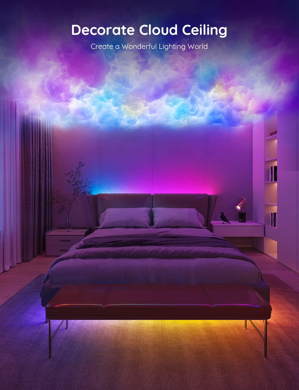 Govee Smart RGBIC LED Strip Lights 65.6ft, Alexa LED Light Strip Work with Google Assistant, Music Sync, DIY Multiple Colors on One Line, WiFi Color Changing Lights for Bedroom, Living Room, Holiday
