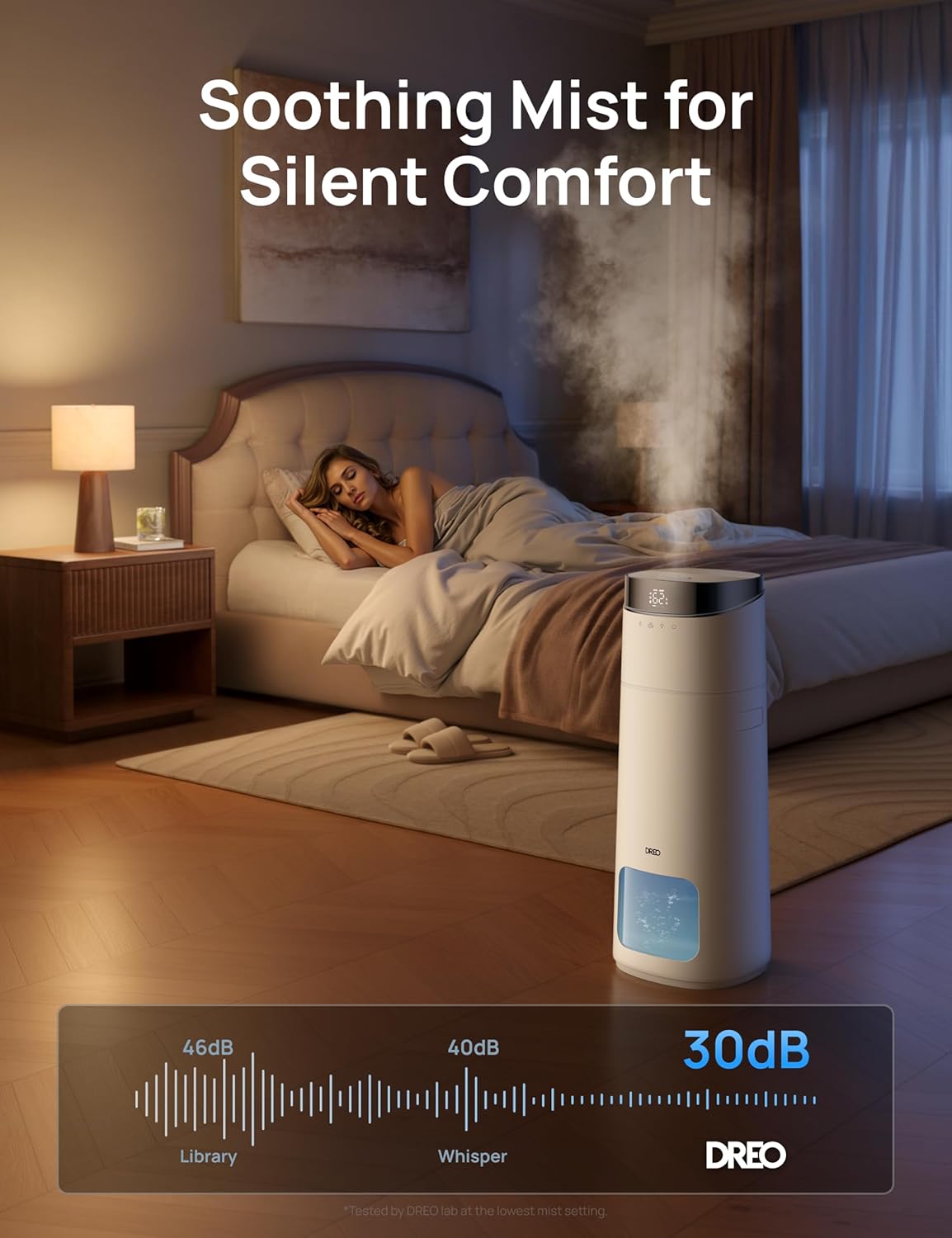 Dreo 16L Smart Humidifier Large Room 1000 ftยฒ, 130H Cool Mist Air Humidifiers for Bedroom Plants Baby, Top Fill, Remote/Touch/Voice & APP Control, Clean Tank Technology, 30dB, RGB Light, HM755S White