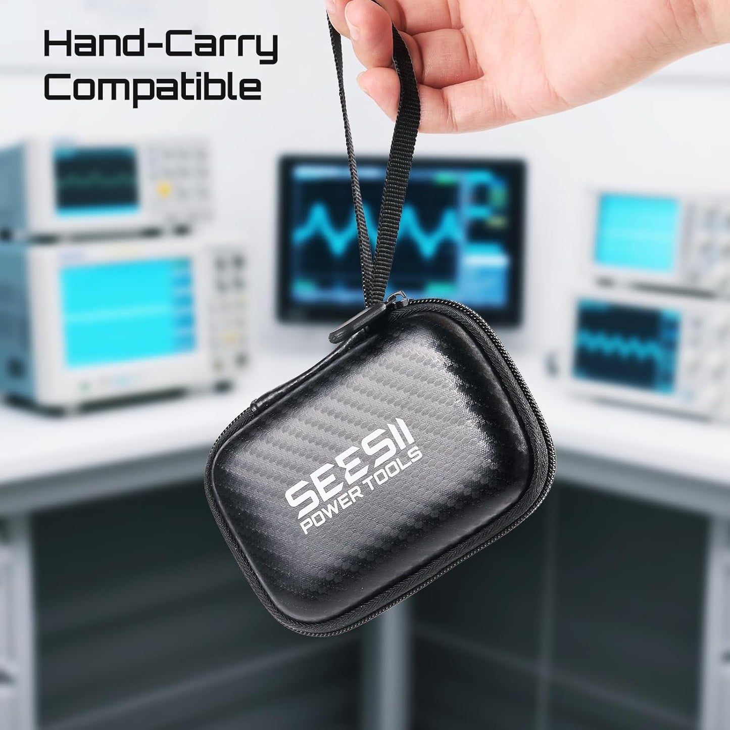 Seesii 2.8 Inch Protective Case for NanoVNA-H: Customed EVA Hard Shell Storage Pouch for Nano Vna Antenna Analyzer, Waterproof Shockproof Design with Carry Strap