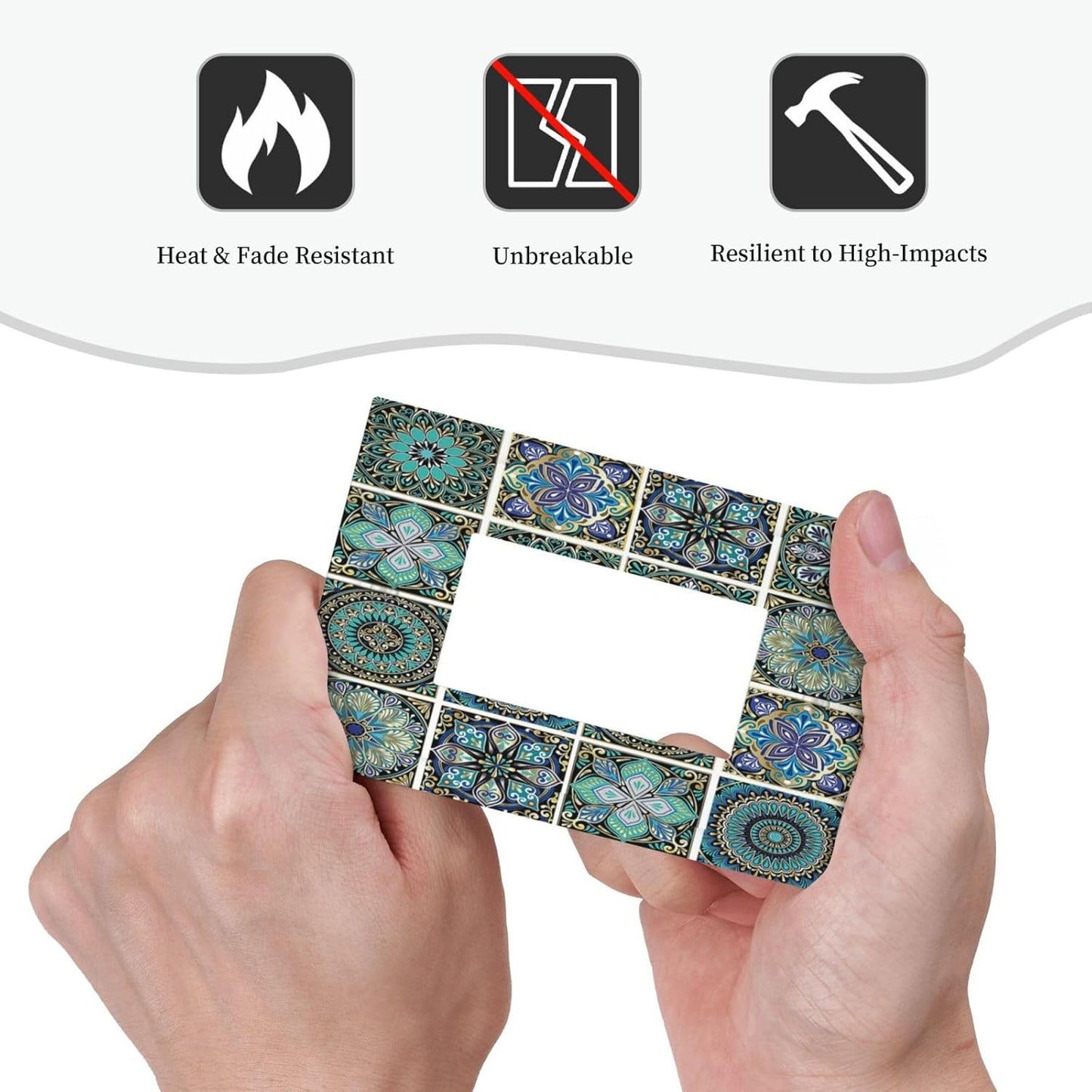 Decorative Outlet Covers Mandala Decorative Rustic Vintage Turquoise Pattern 1 Gang Single Rocker Light Switch Cover Plate Wall Plates GFCI Faceplate for Bedroom Bathroom Decor