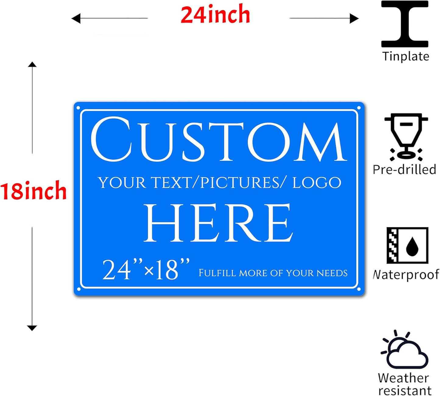 personalized signs, personalized metal sign,Aluminum Weatherproof Metal Sign Multiple Sizes, Double-sidedCustomize for Office, Business, Workplace, Factory, Delivery Signs(24 * 18 Inch)