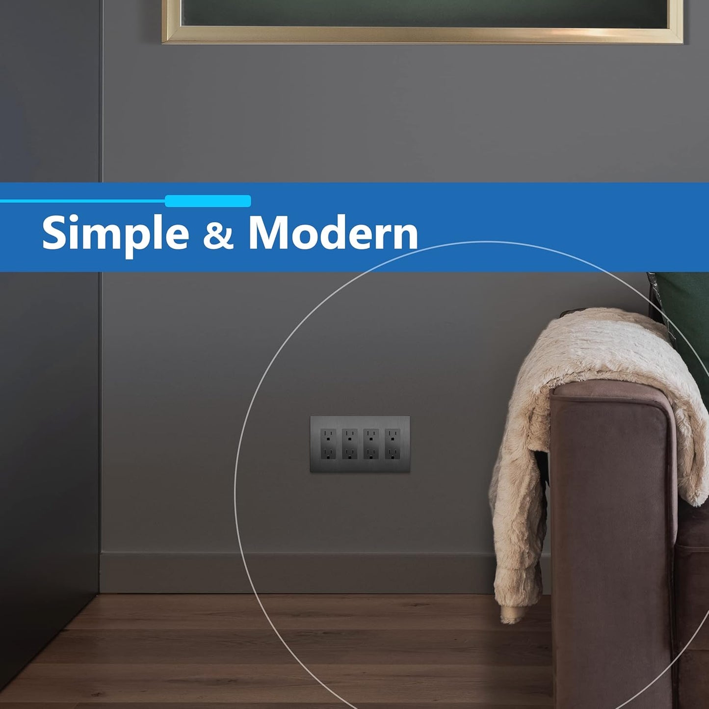 LIDER Brushed Finish Decorator Switch Cover, Screwless Wall Plate, Mid-Size 4-Gang 4.88" x 8.58", Unbreakable Polycarbonate Thermoplastic, UL Listed, LSWP-34M-BSG, Brushed Space Gray
