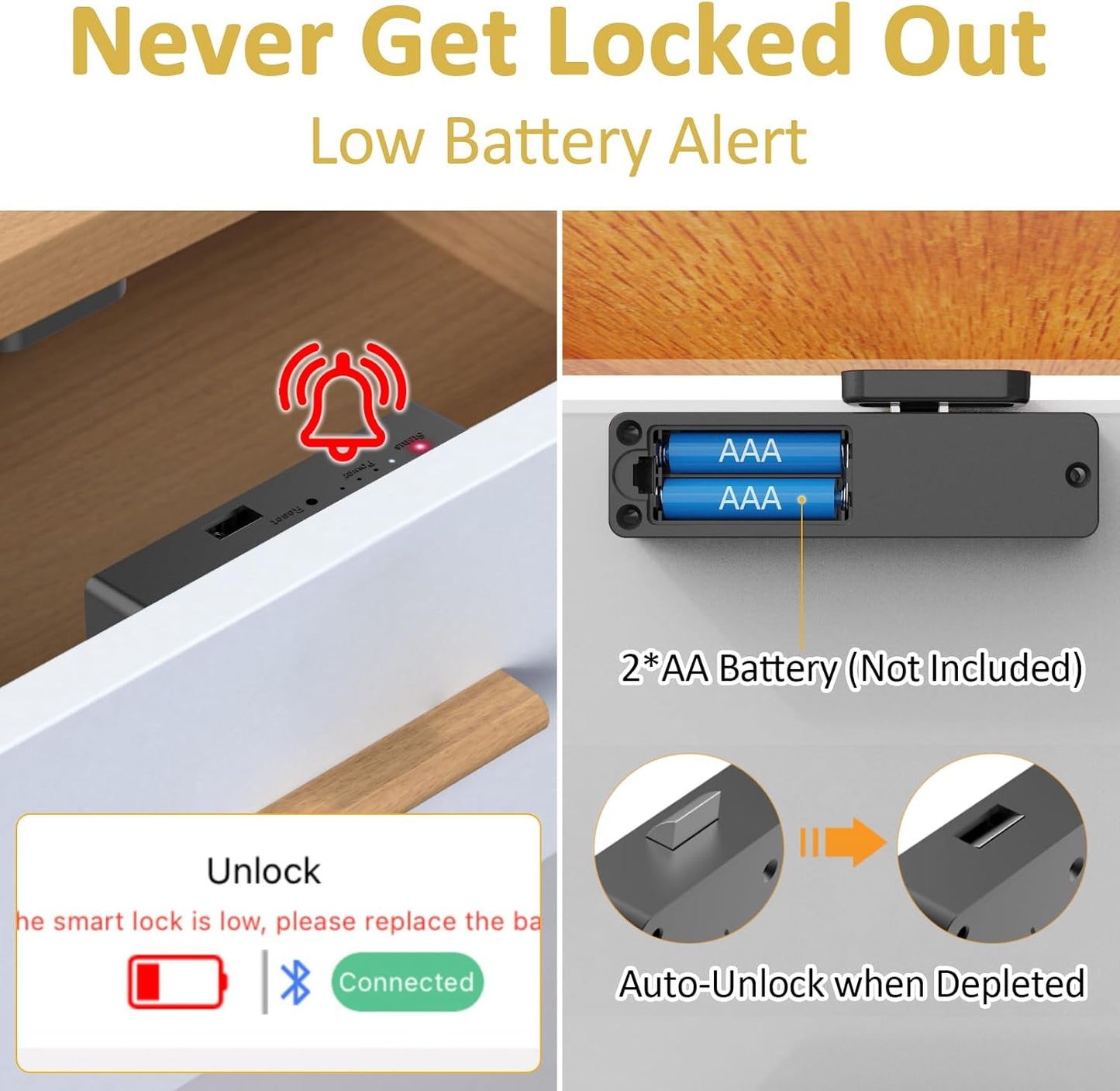 Bestkid Cabinet Lock NFC RFID Card Slim Hidden Drawer Lock for Child Safety Liquor File Kitchen Pantry Furniture Double-Layer Drawer No Drilling Required Black