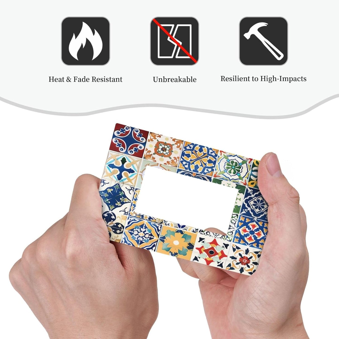 Decorative Outlet Covers Moroccan Traditional Mexican Talavera Til 1 Gang Single Rocker Light Switch Cover Plate Wall Plates GFCI Faceplate for Kitchen Home Decor