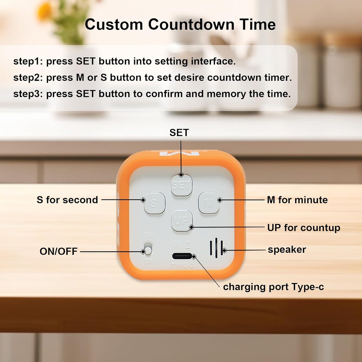 FCXJTU Rotating Cube Pomodoro Visual Timer 5, 25, 10 50 Minutes Preset, Rechargeable Desk Productivity Flip Timer w/Silicone Cover, Custom Countdown, Silent Mode for ADHD, Study, Work, School(Purple)