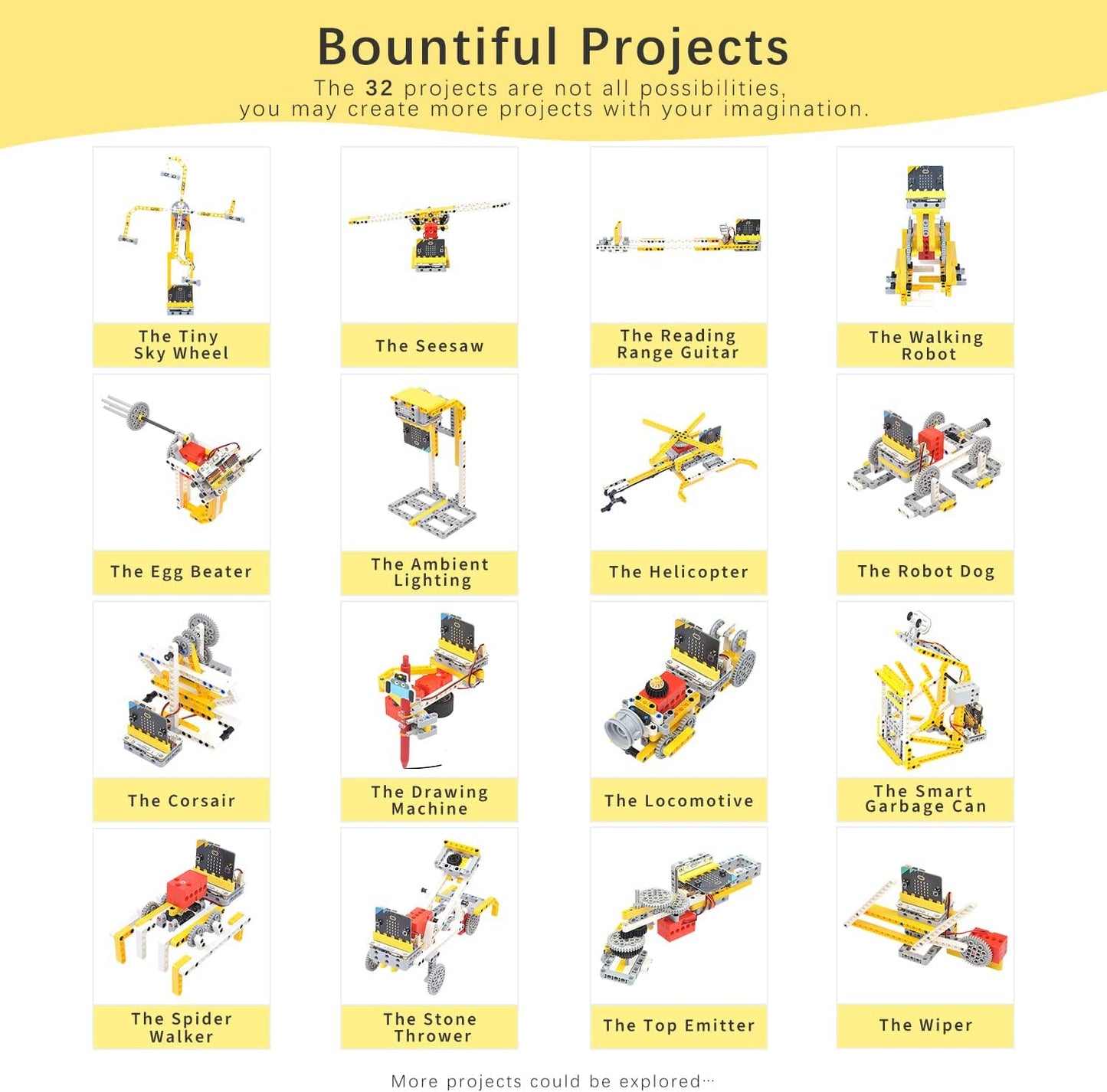 ELECFREAKS microbit 32 in 1 Wonder Sensor Kit, Makecode Programmable Learning Kit with Building Bricks/Sensors/Wukong Expansion Board(Without Micro:bit)